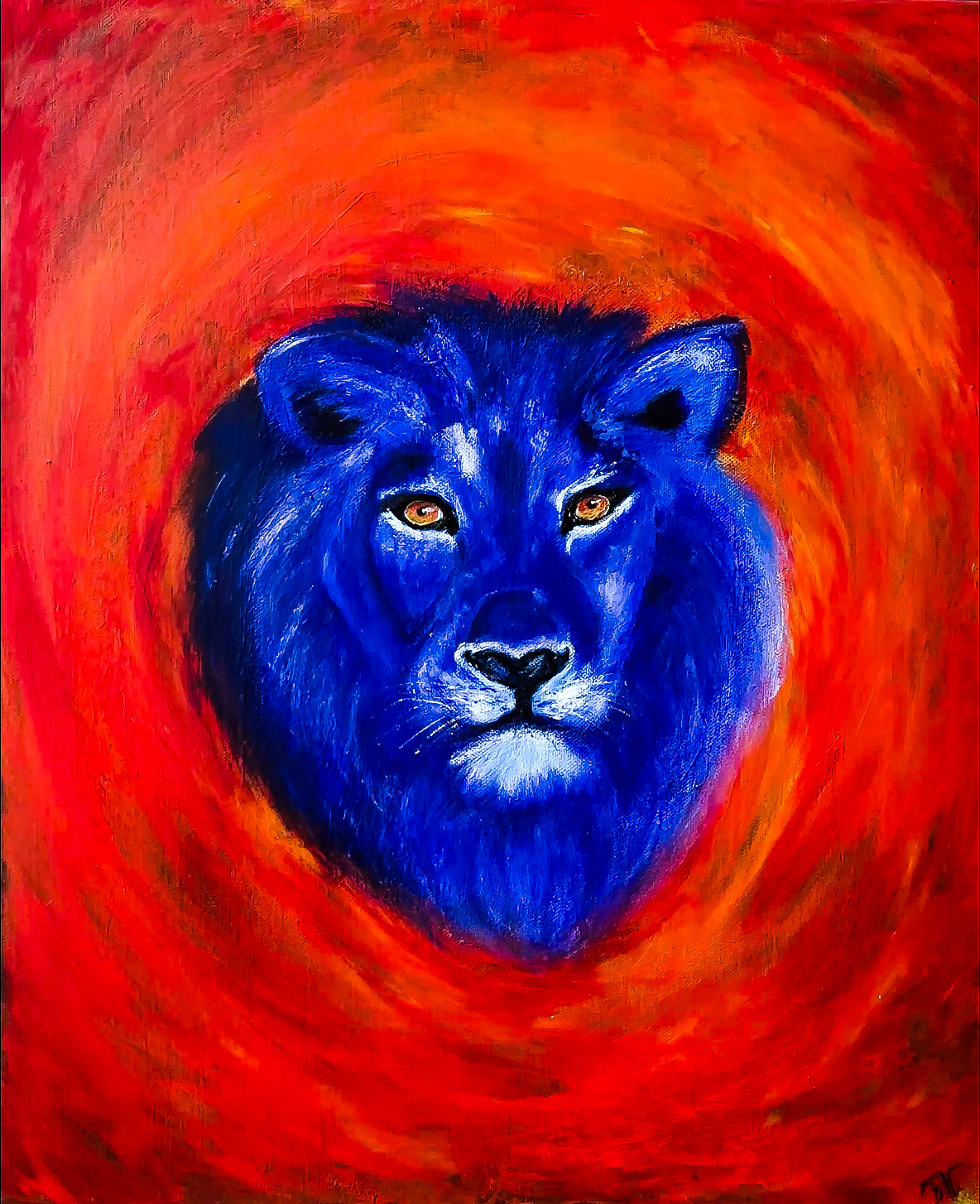 "Fire lion" - 55x46 cm. Not available