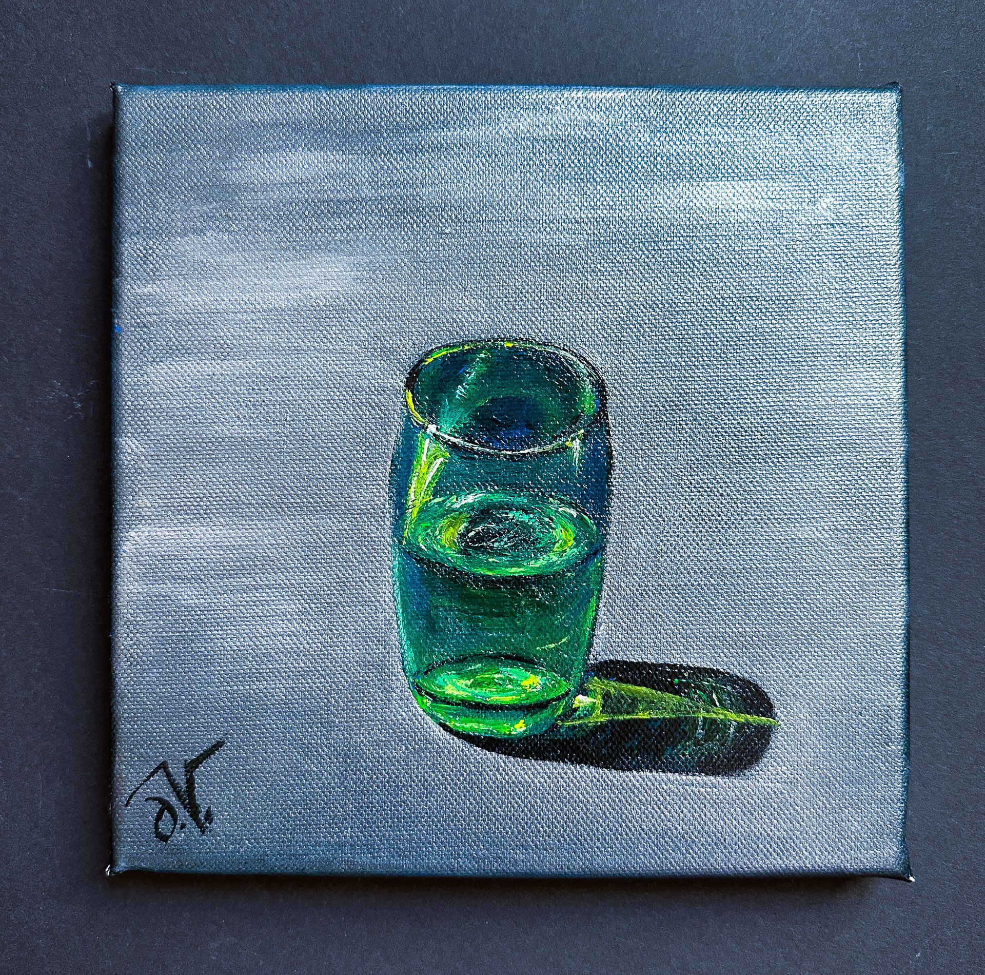 "Green glass light" - 20x20 cm. Available
