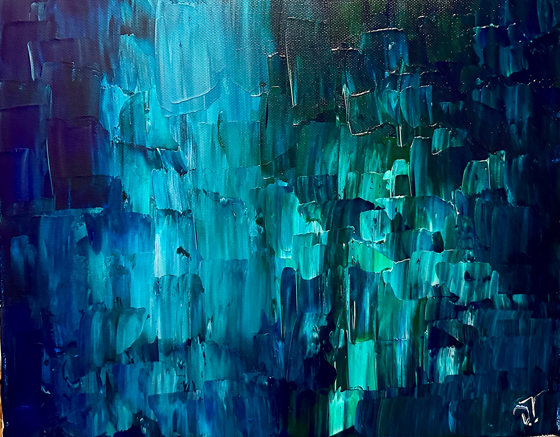 "Abstract forest waterfall" - 28x35 cm. Available