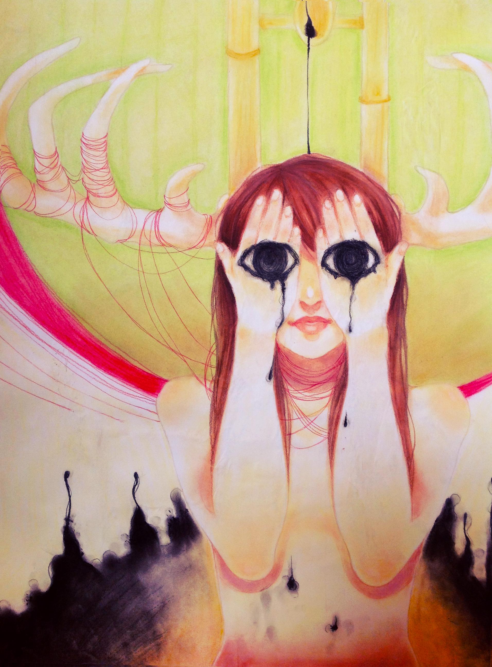 Chalk pastel, colored pencil