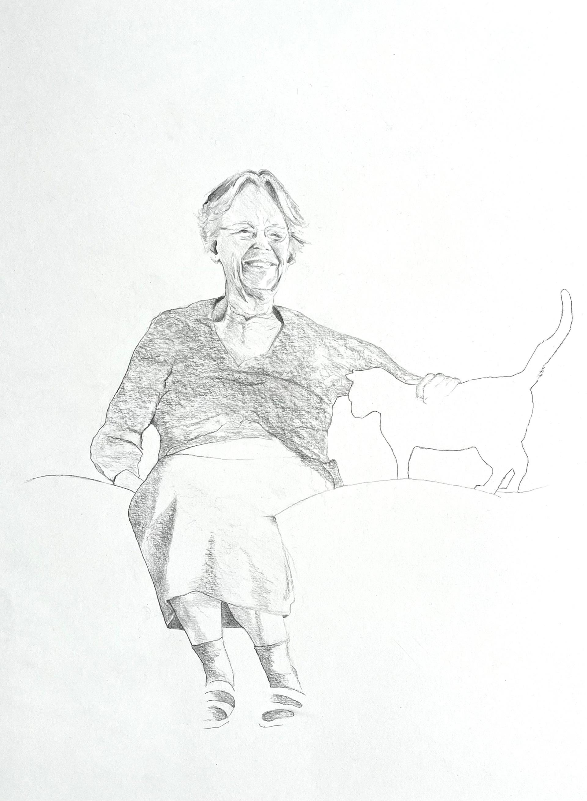Mrs F. Graphite pencil.