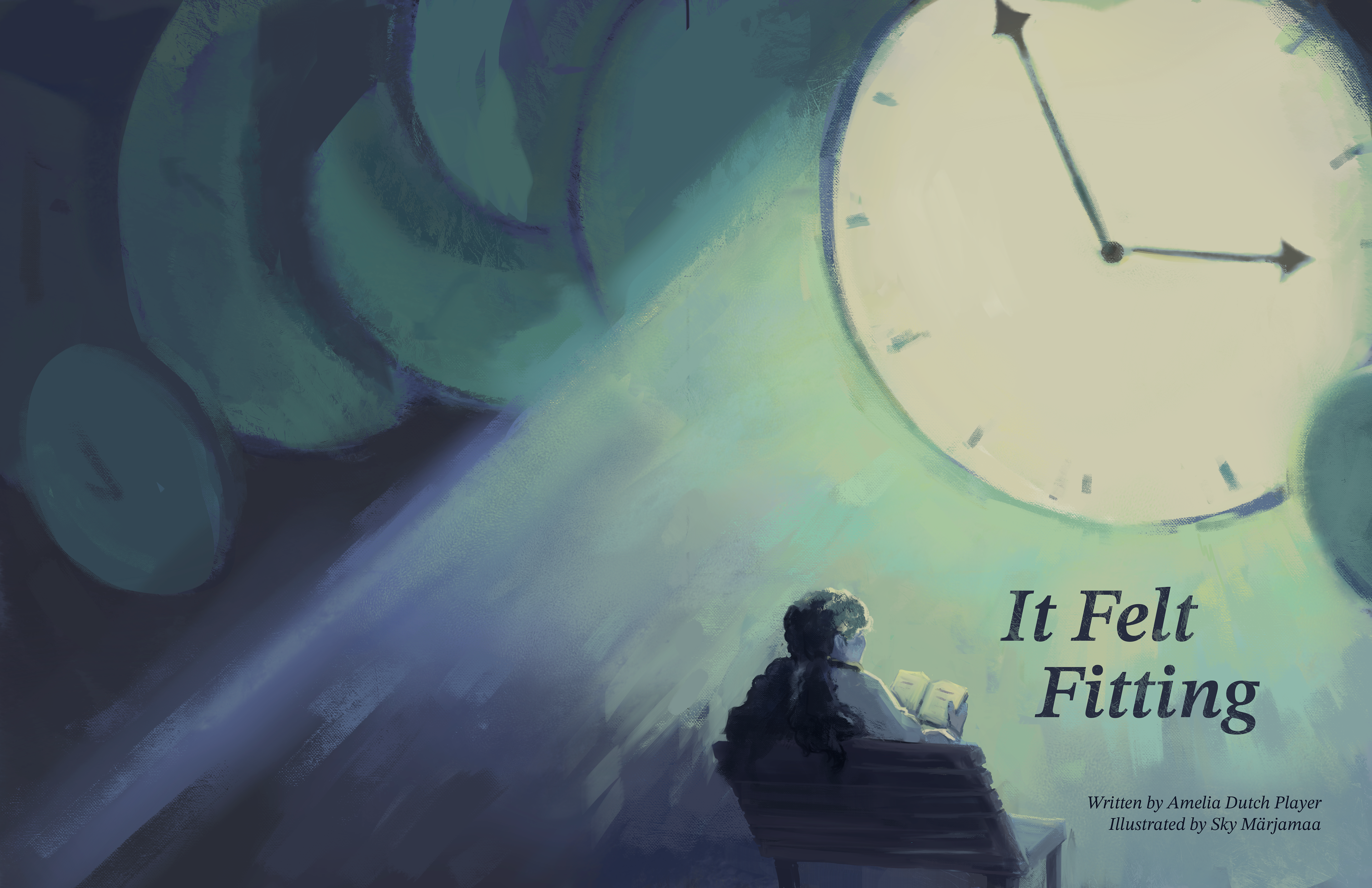 "It Felt Fitting" Short Story Illustrated Book Cover (front and back)