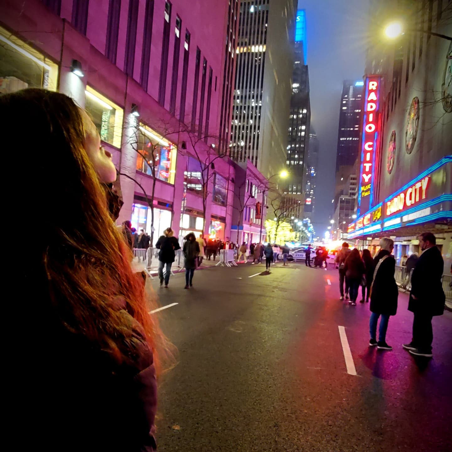 #1 Radio City, Dec 2021, Photo depicts leading lines and contrast showing depth of a large NY street.