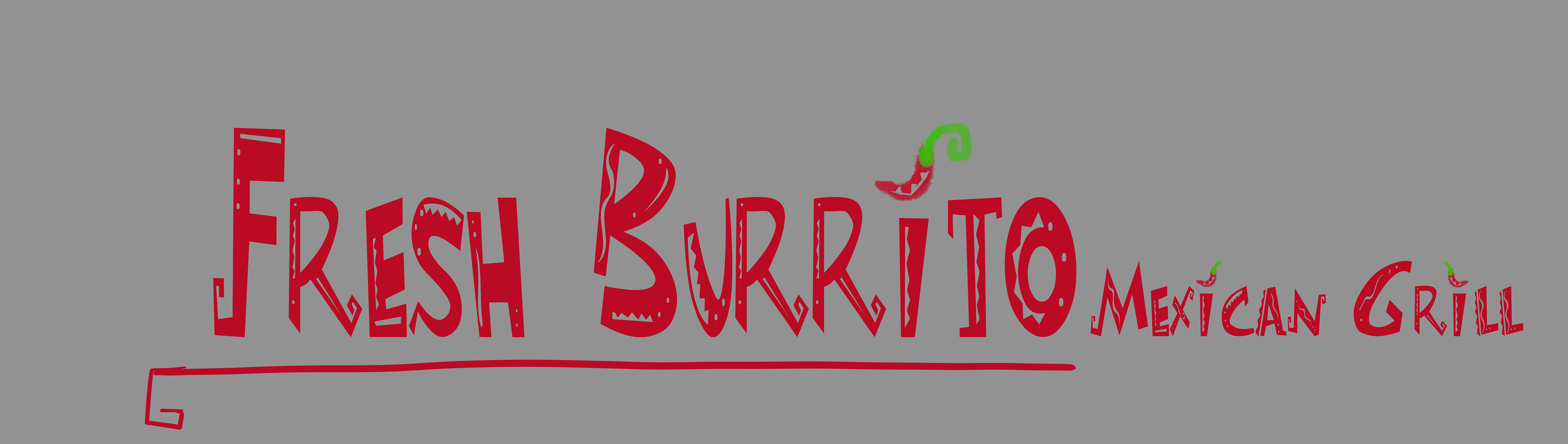 Rough concept, Clip Studio Paint, Mexican inspired font, Red underline underneath text, red and green pepper on I's,