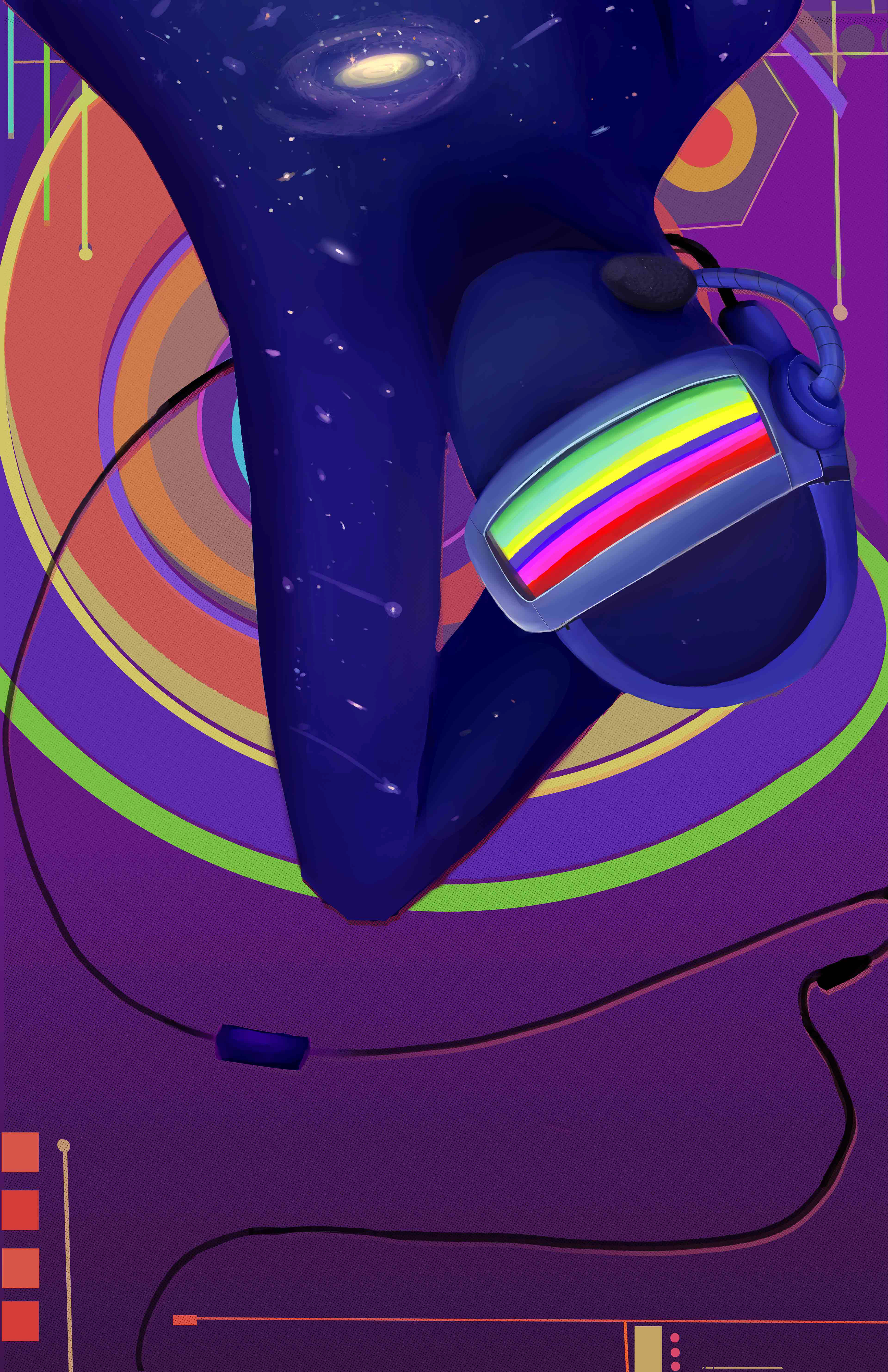 band poster, Jamiroquai, a funk odyssey, photoshop, digital illustration, digital painting, bright colors, futuristic mask, space theme, japanese pop, funk, pop funk, headset, the out back shack, no description
