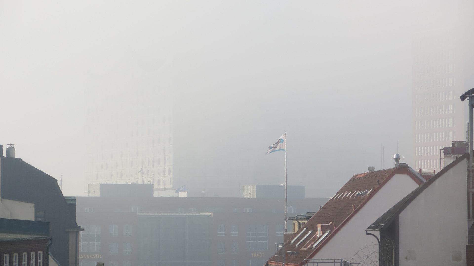 elbphilharmonie im bau im hamburg nebel