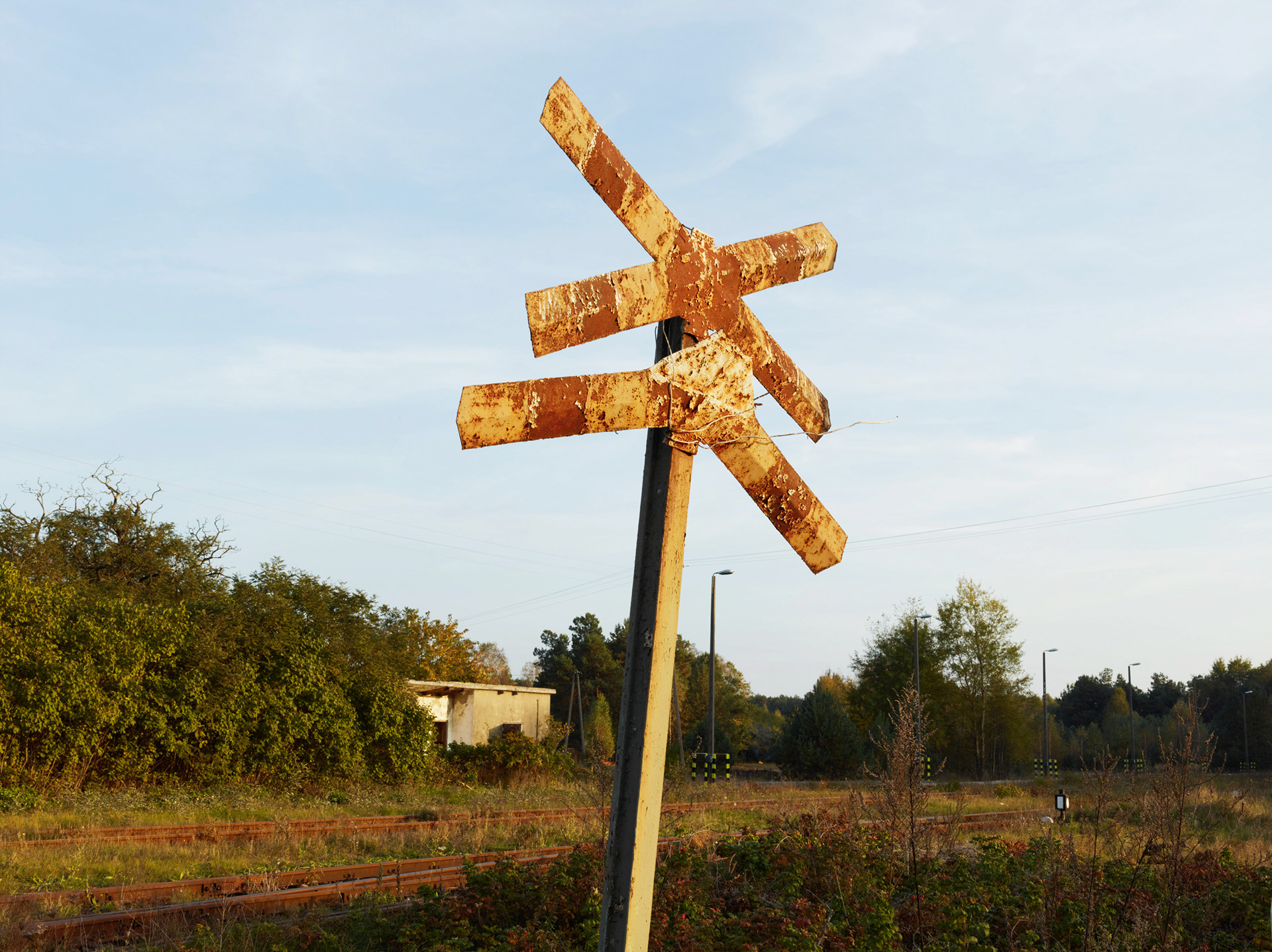Sobibór, Poland 2014, Railroad crossing sign, Sobibór train station.