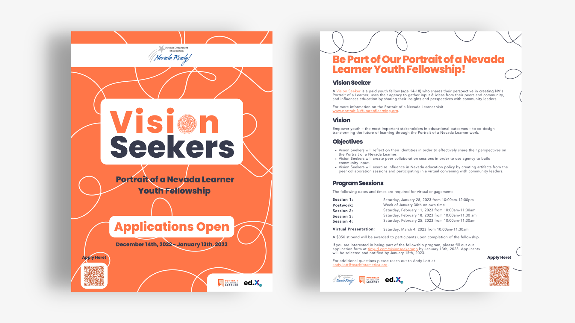 Vision Seekers branding and flyer.