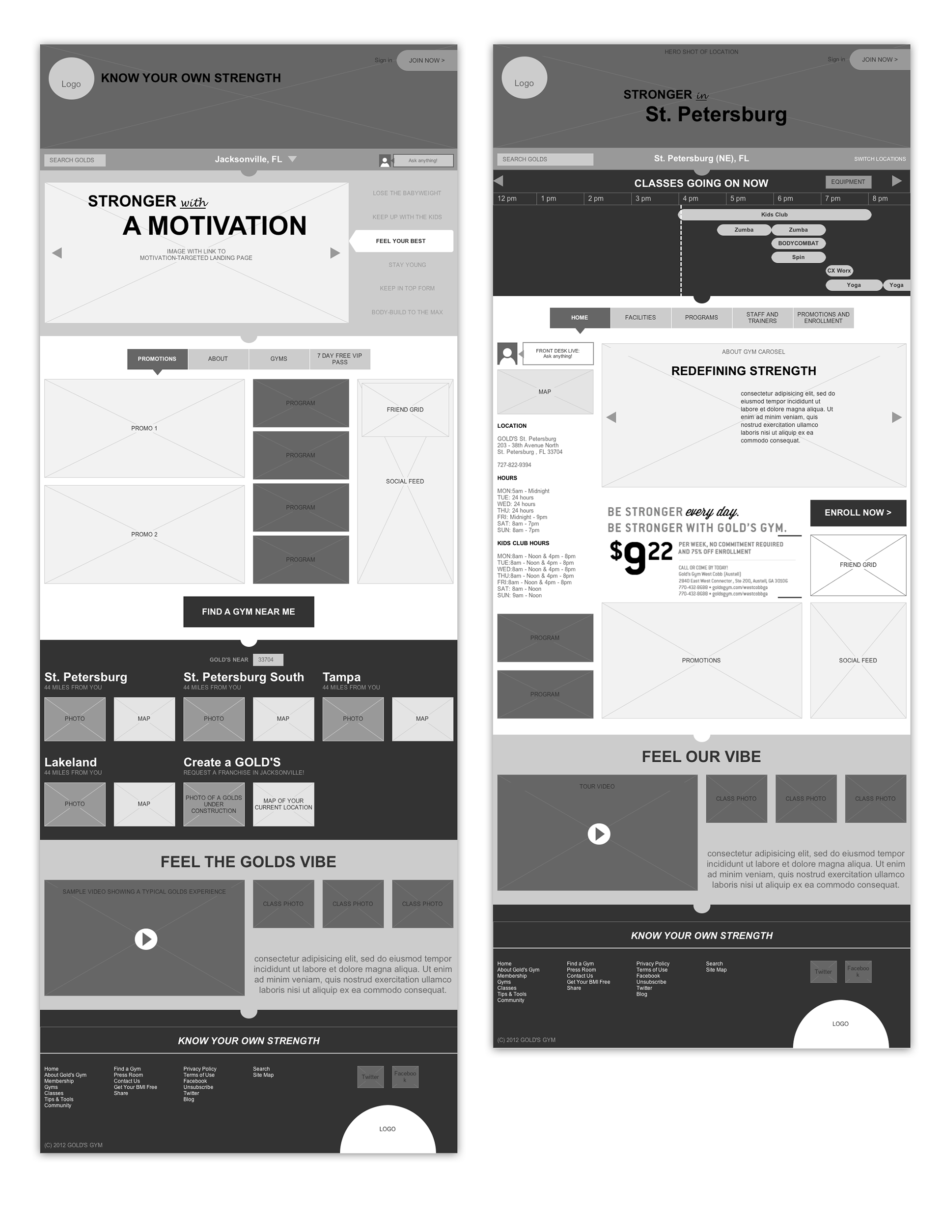Golds Gym Wireframe