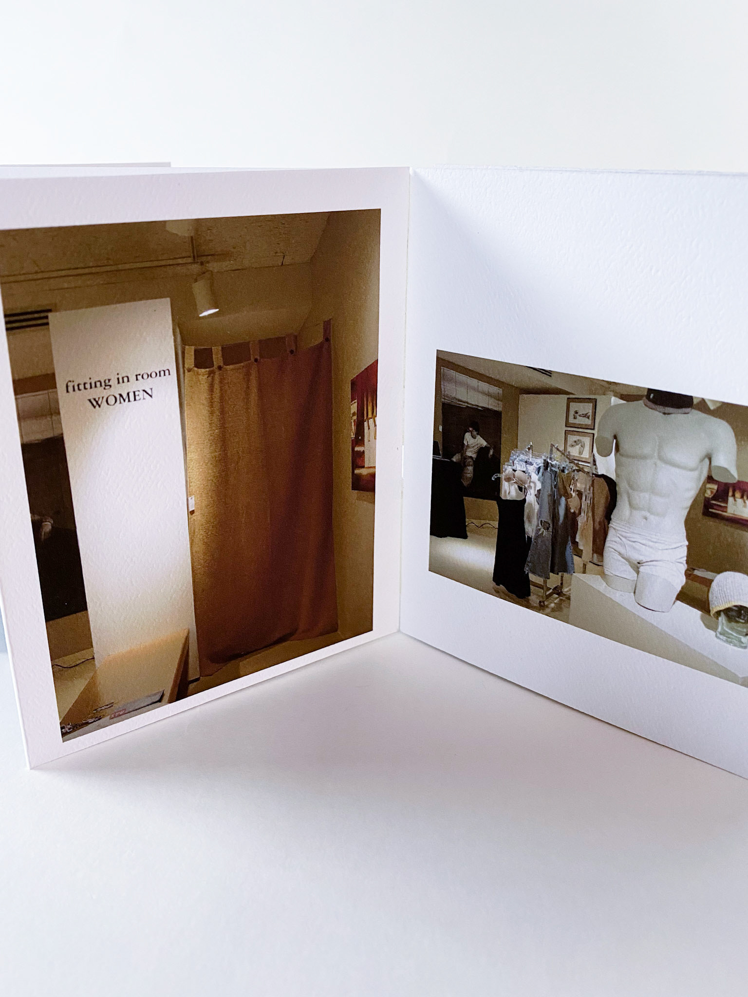The "Fitting in Room" held all sketches and draft mock-ups for the exhibit. This room demonstrated the steps designers take to create a final product—ultimately convincing consumers what they should buy—to fit in.