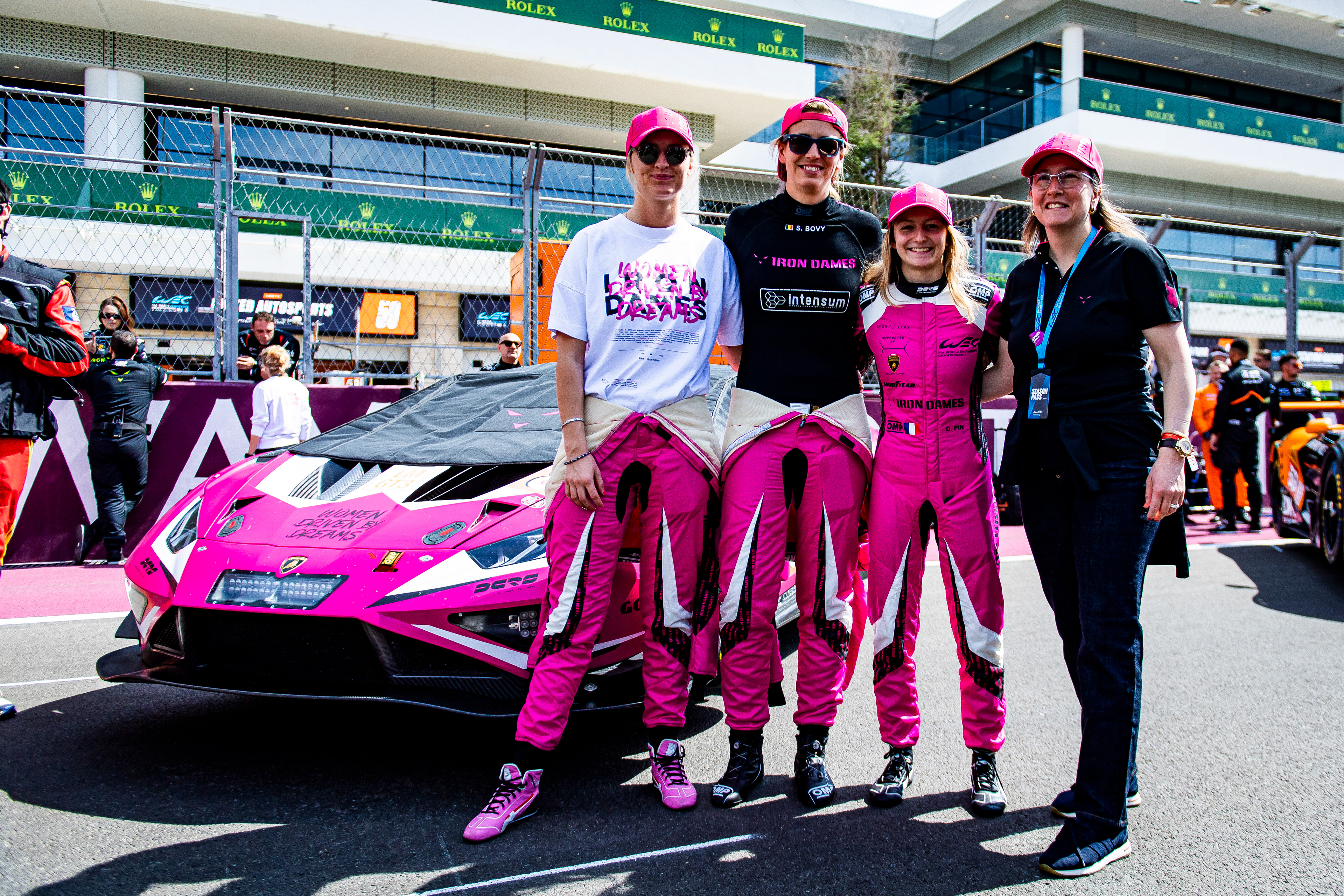 #85 IRON DAMES ITA G Lamborghini Huracan LMGT3 Evo2 of Sarah Bovy, Doriane Pin, Michelle Gatting x Deborah Mayer