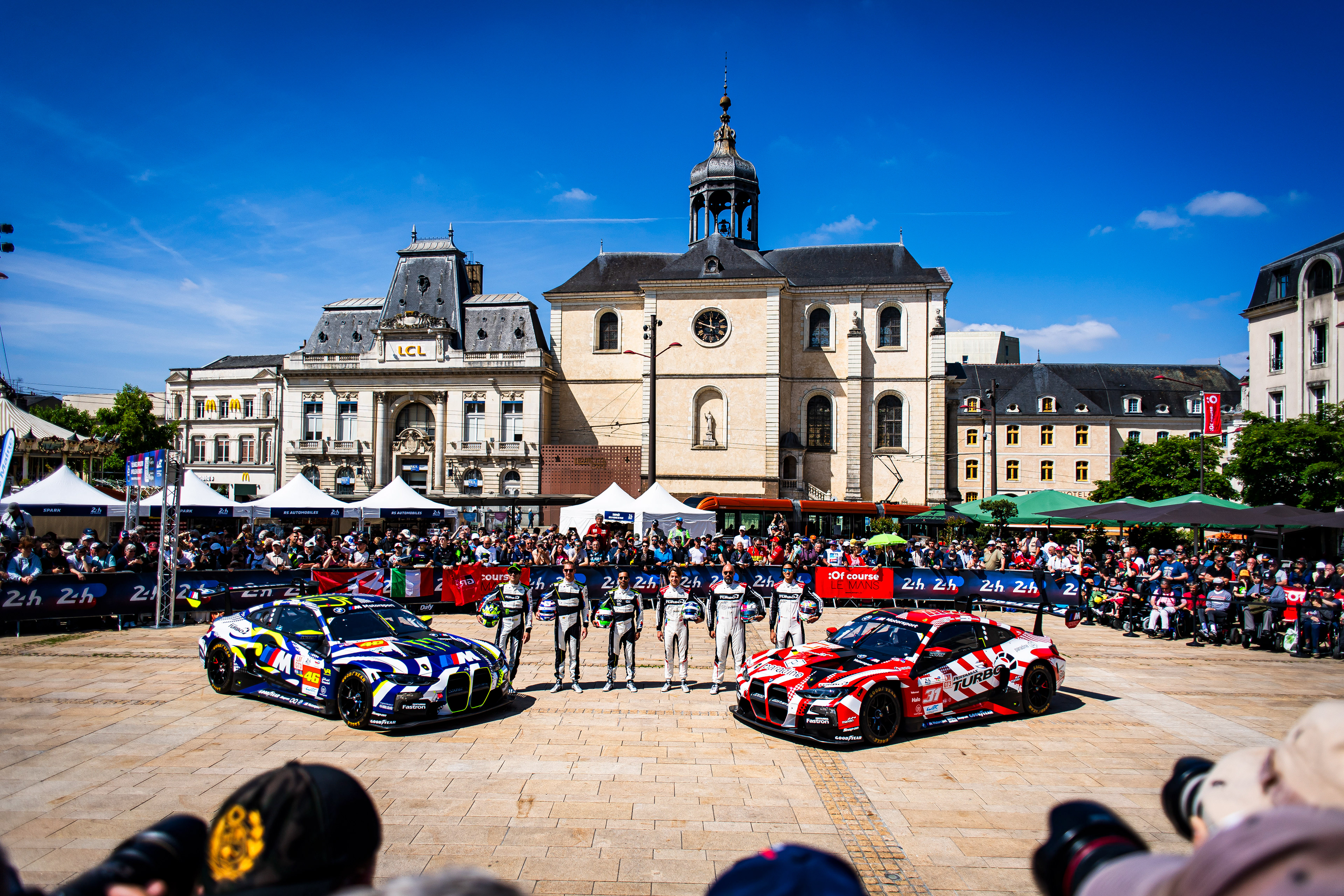 #31 Team WRT BMW M4 LMGT3: Darren Leung, Sean Gelael, Augusto Farfus | #46 Team WRT BMW M4 LMGT3: Ahmad Al Harthy, Valentino Rossi, Maxime Martin