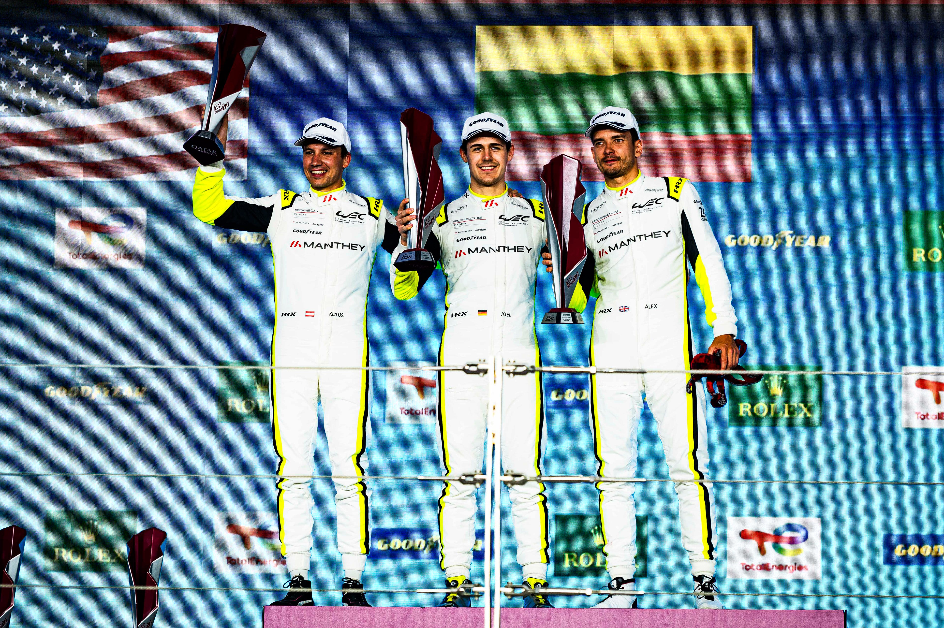 #92 MANTHEY PURERXCING  LTU G Porsche 911 GT3 R LMGT3 of Aliaksandr Malykhin, Joel Sturm, Klaus Bachler 