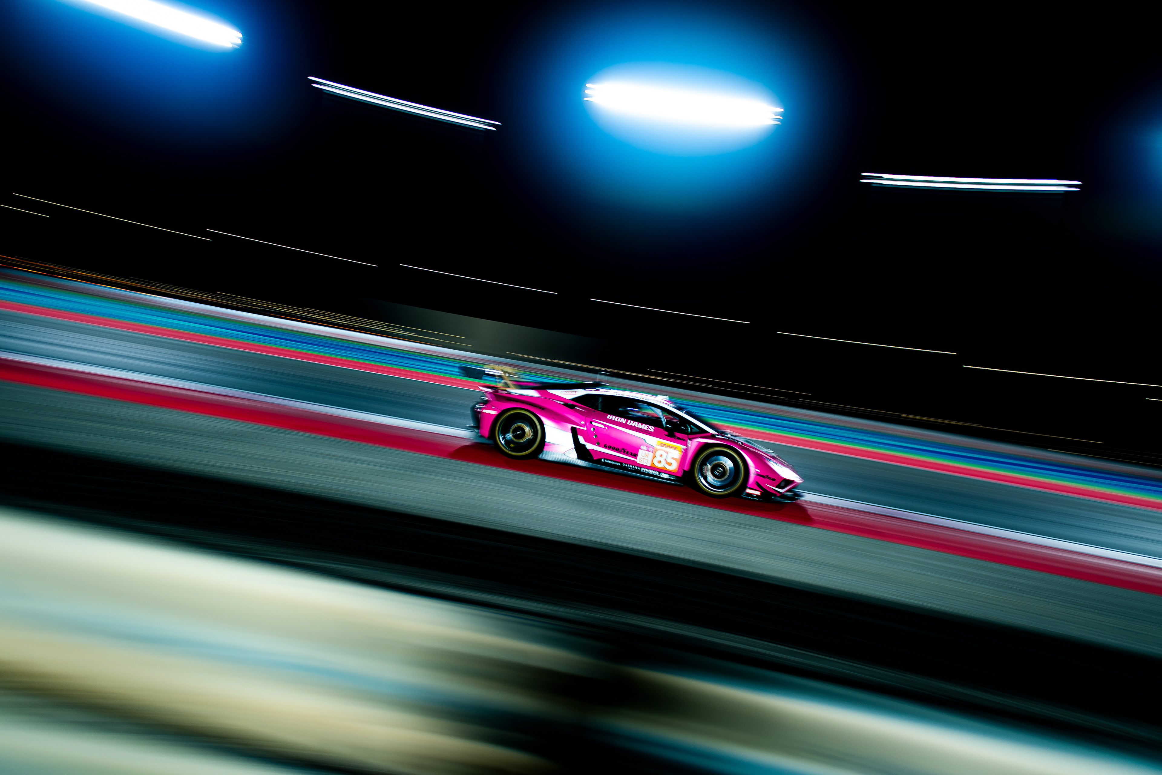 #85 IRON DAMES ITA G Lamborghini Huracan LMGT3 Evo2 of Sarah Bovy, Doriane Pin, Michelle Gatting 