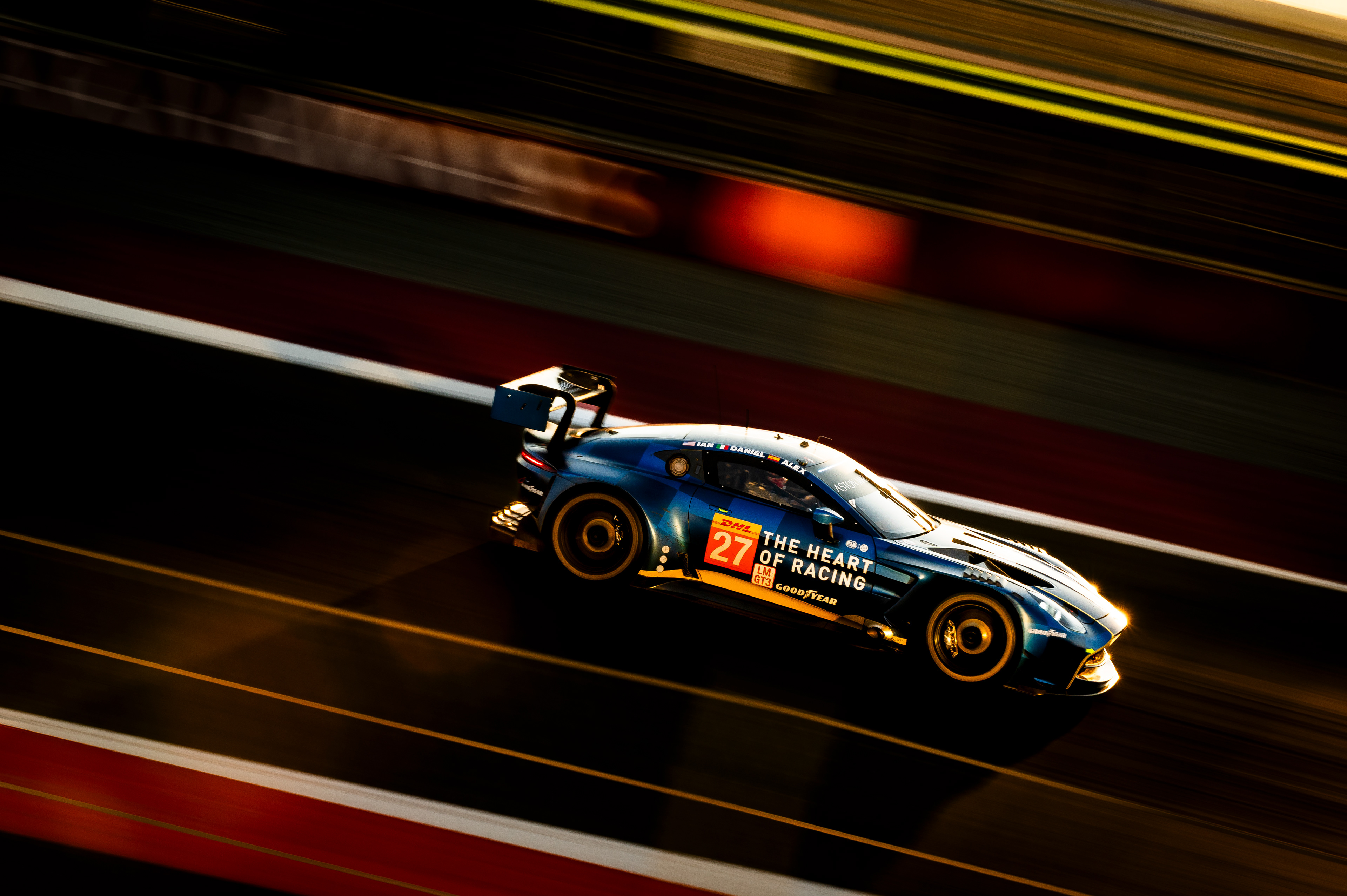 #27 HEART OF RACING TEAM USA G Aston Martin Vantage AMR LMGT3 of Ian James, Daniel Mancinelli, Alex Riberas