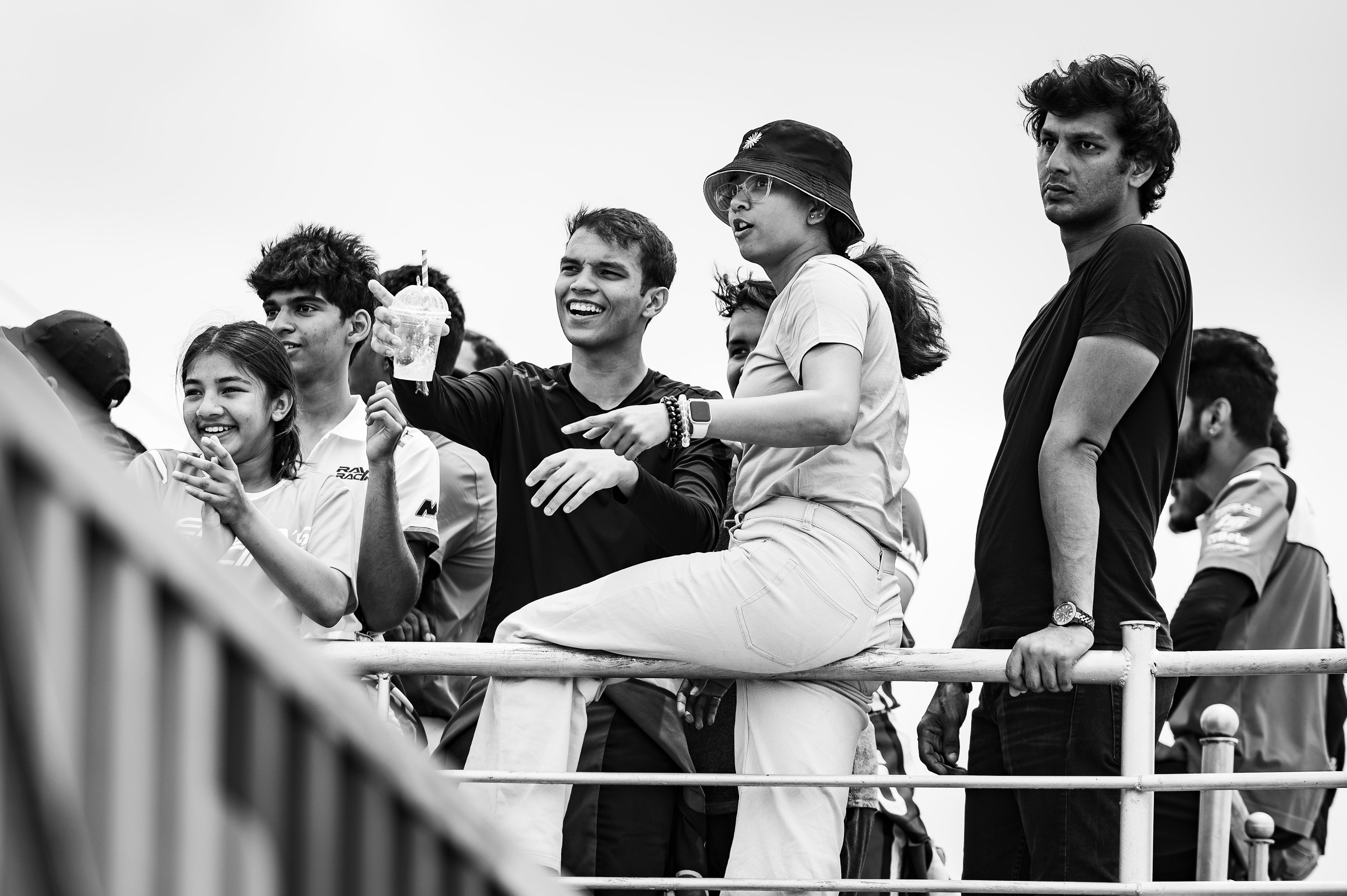 Ojas, Mira, Raghul spectating Micro Max Race.