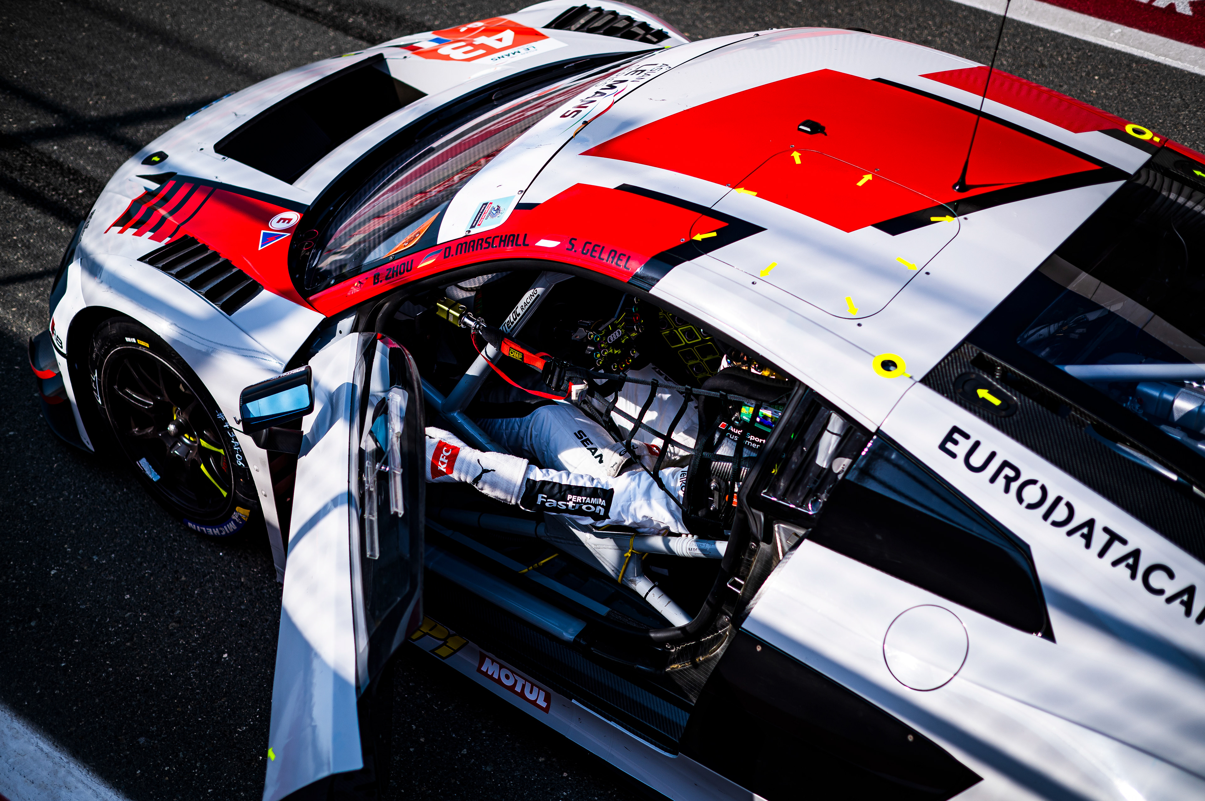 #43 SAINTELOC RACING Audi R8 LMS GT3 EVO 2 of Dennis Marschall, TBA, Zhou Bihuang, Sean Gelael