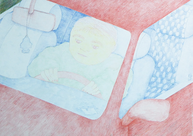 "Volvo Vauva IIII" coloured pencil on paper