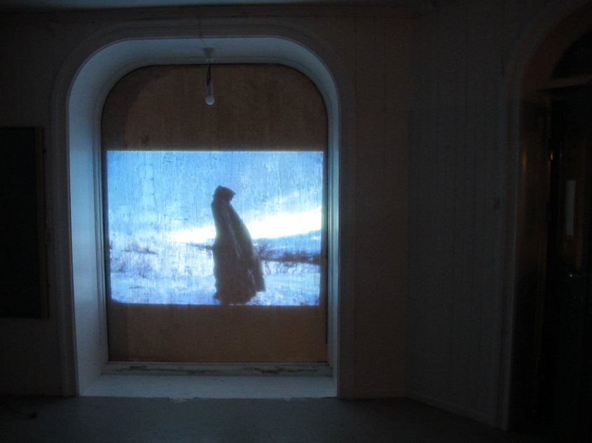 Video projection, sourmilk on window