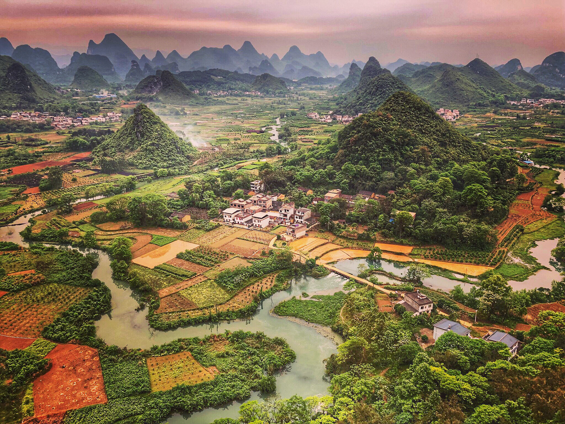 Dusk from Five-Finger Mountain, China
