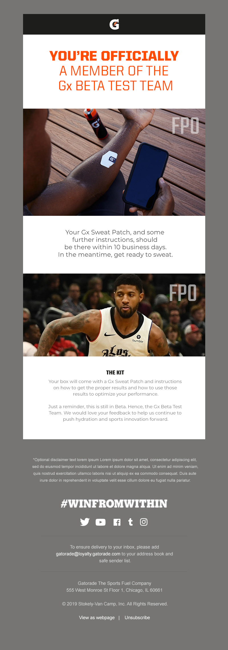 Email 1 (Desktop) with placeholder images