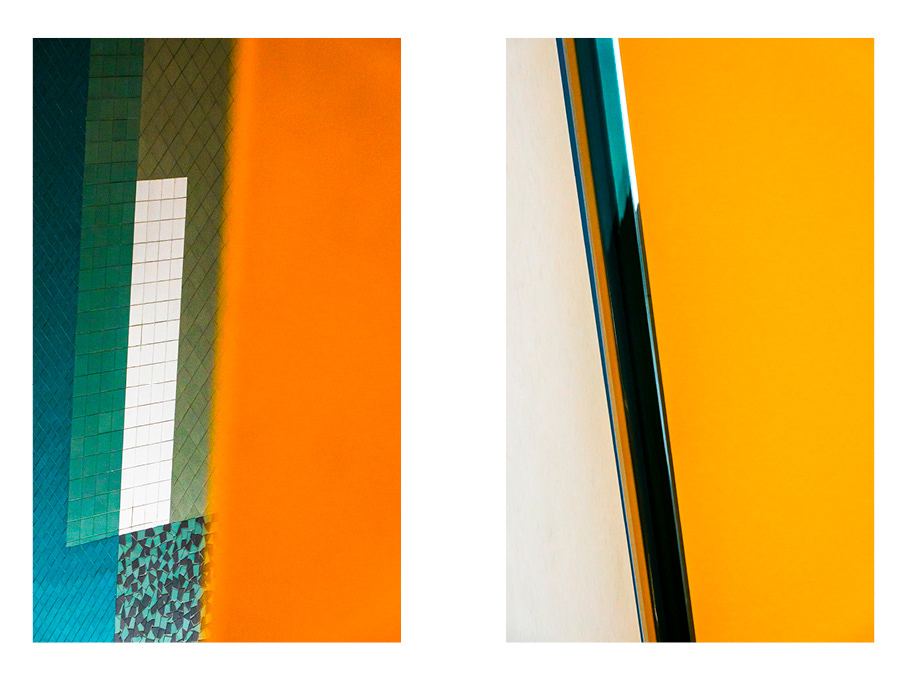 Composition orange et bleue