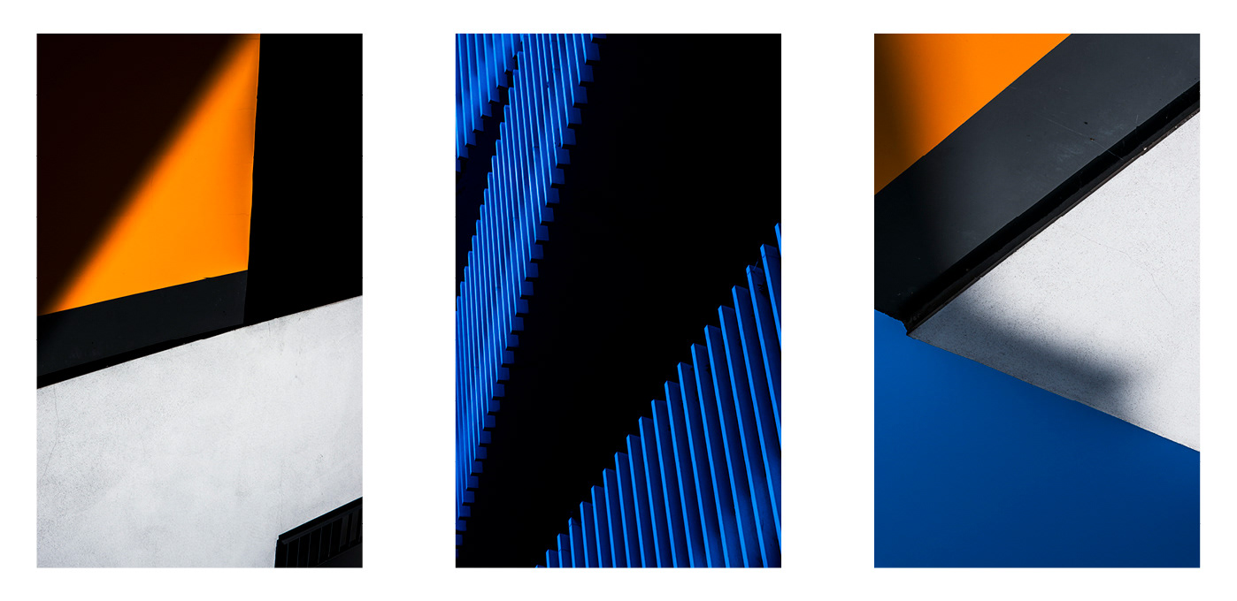 Composition bleue, orange et noire
