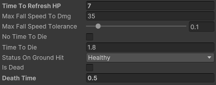 Player Damage System Parameters