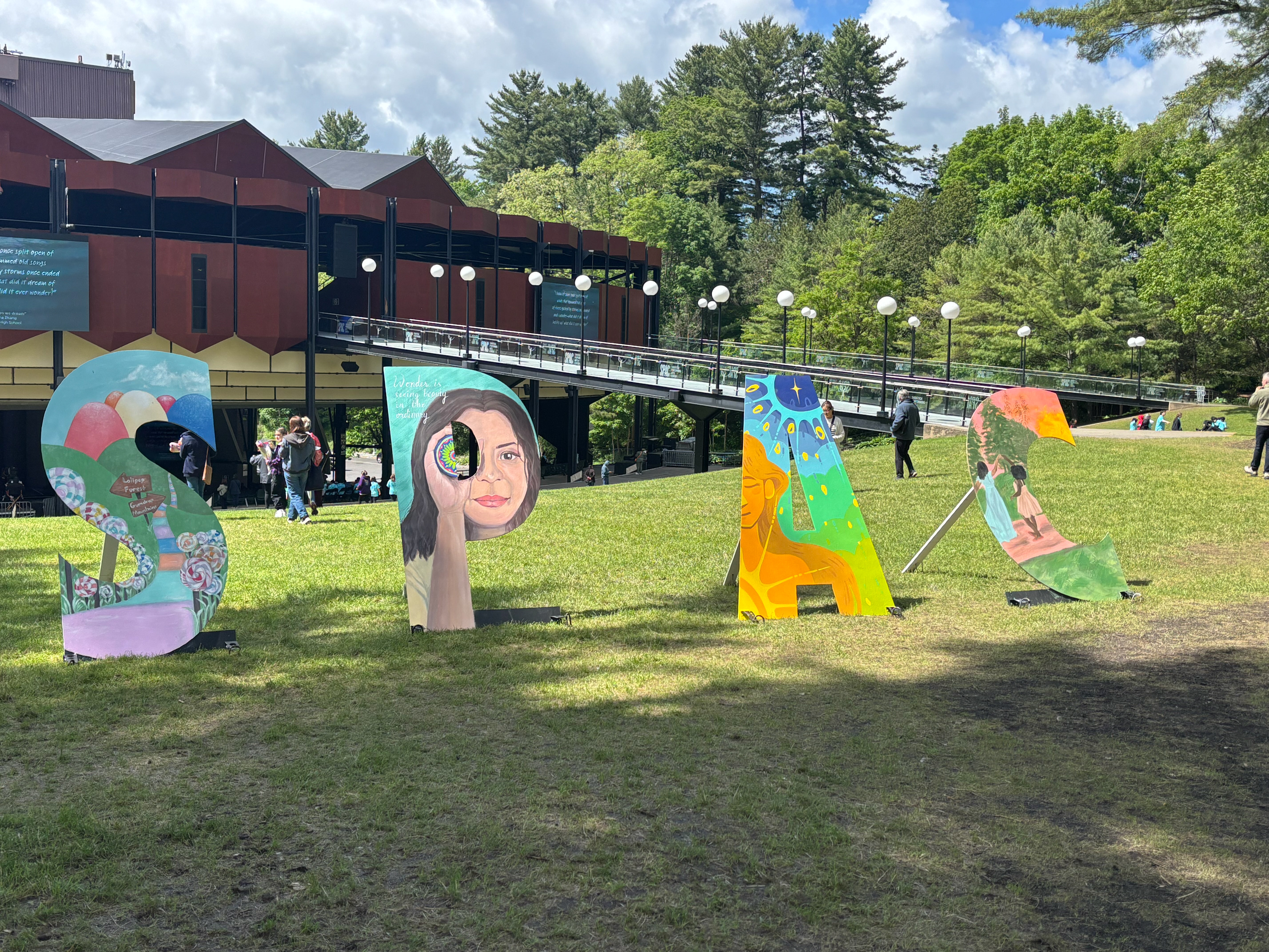 SPAC FOYA Artist Alumni Project 2025- "S" By McKenna Malloy, "P" By Pallavi Datta, "A" By Alyssa Gangaram, "C" By Chloe P