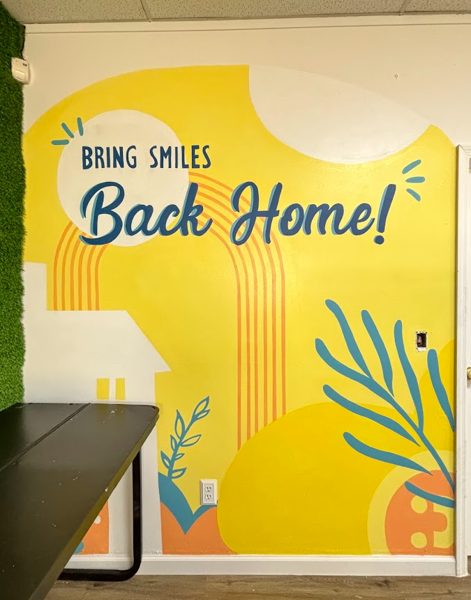 "Bring Smiles Back Home" Mural, for retail business "The Happy Wallet"
