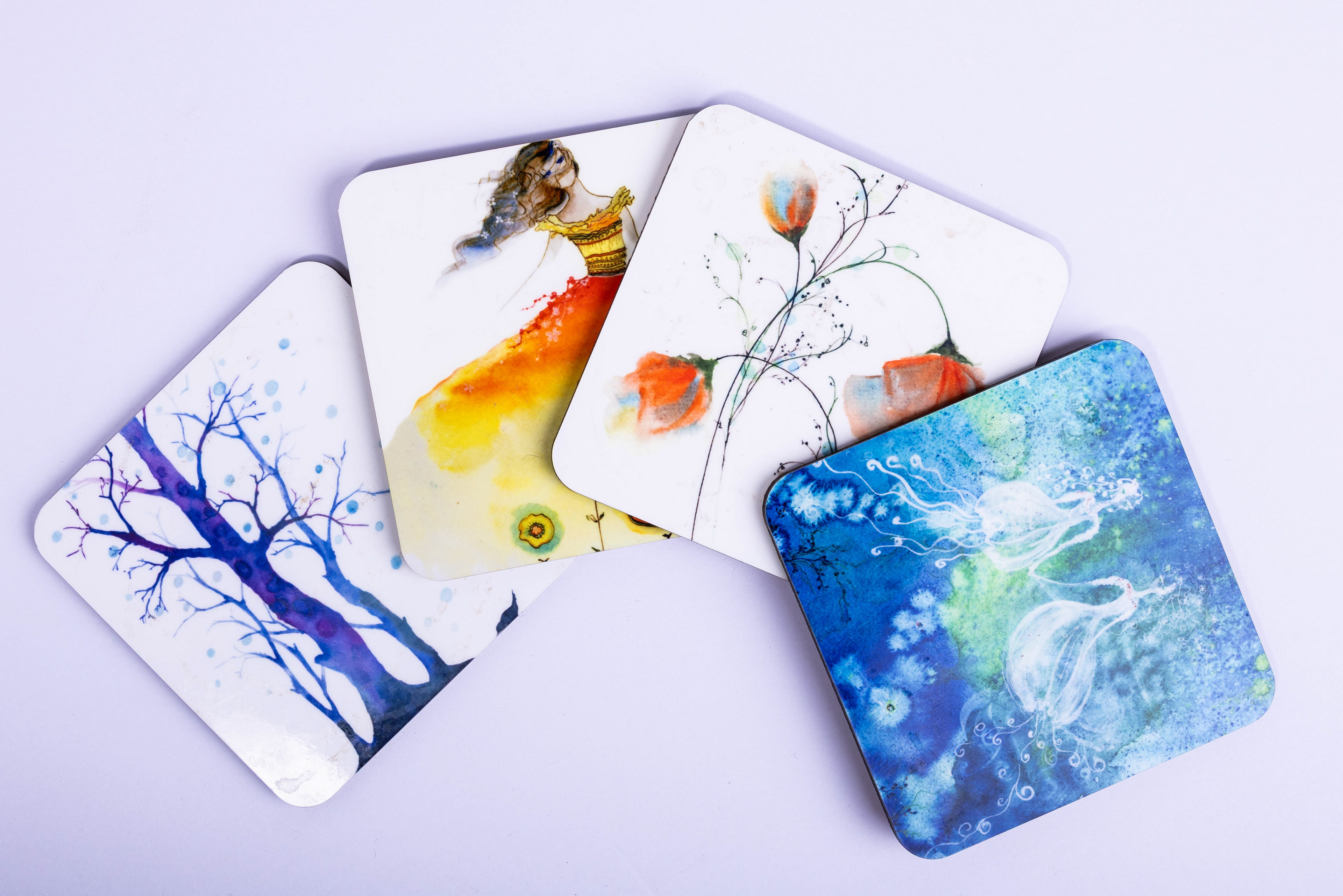 Artisan Product Photograph of coasters on plain background for Product Display Page (PDP) Images