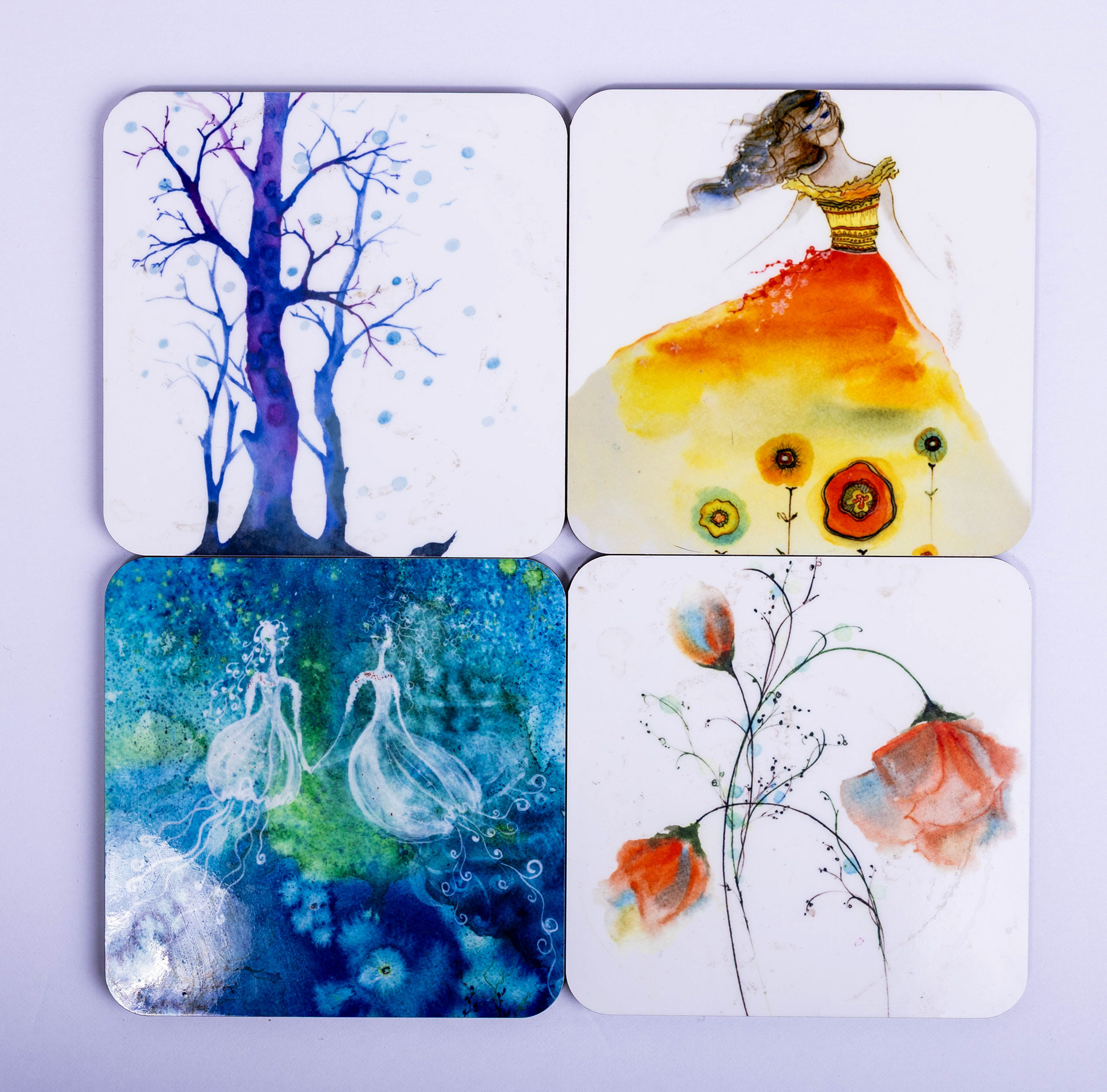 Artisan Product Photograph of coasters on plain background for Product Display Page (PDP) Images