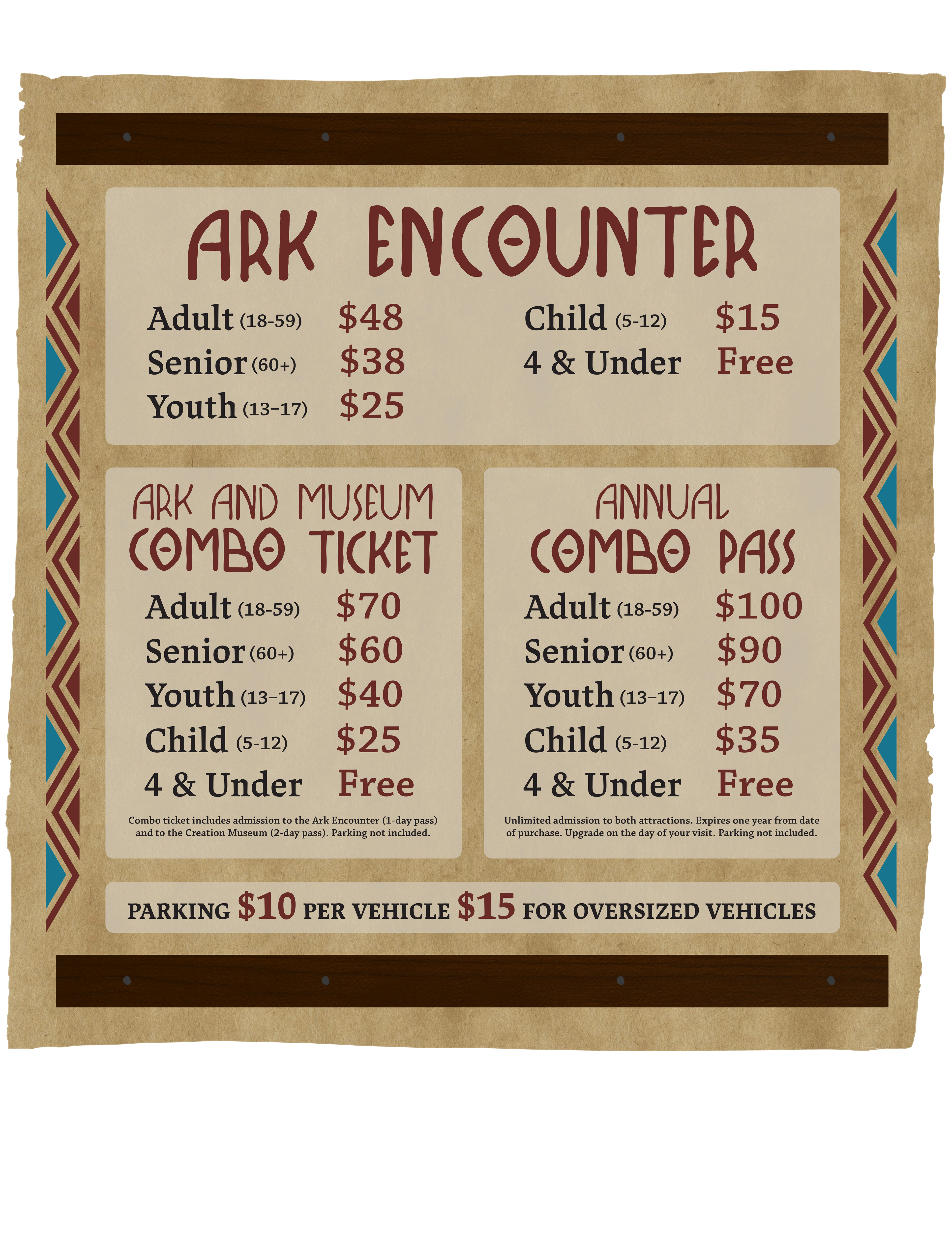 Admissions Pricing Sign