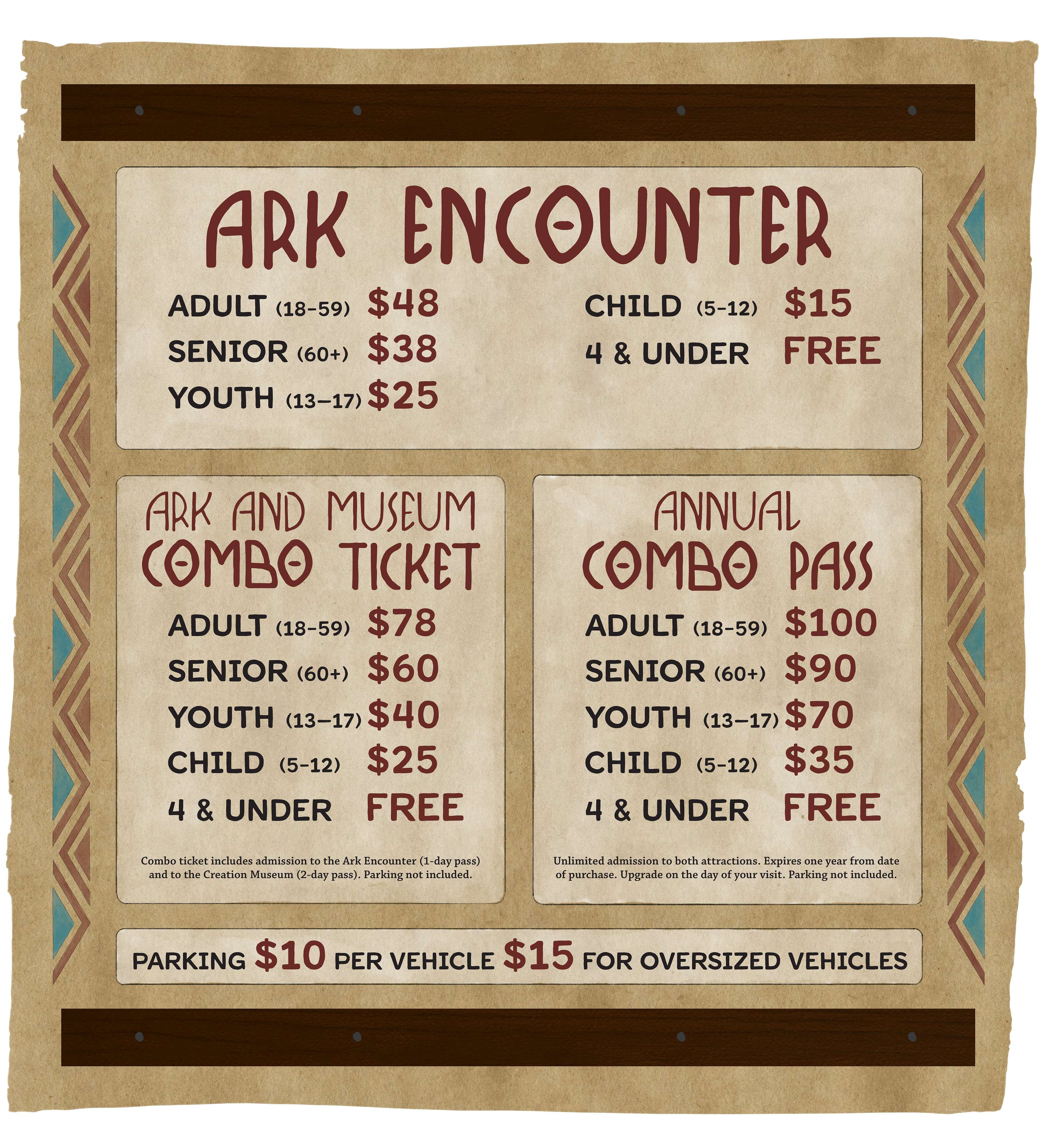 Admissions Pricing Sign