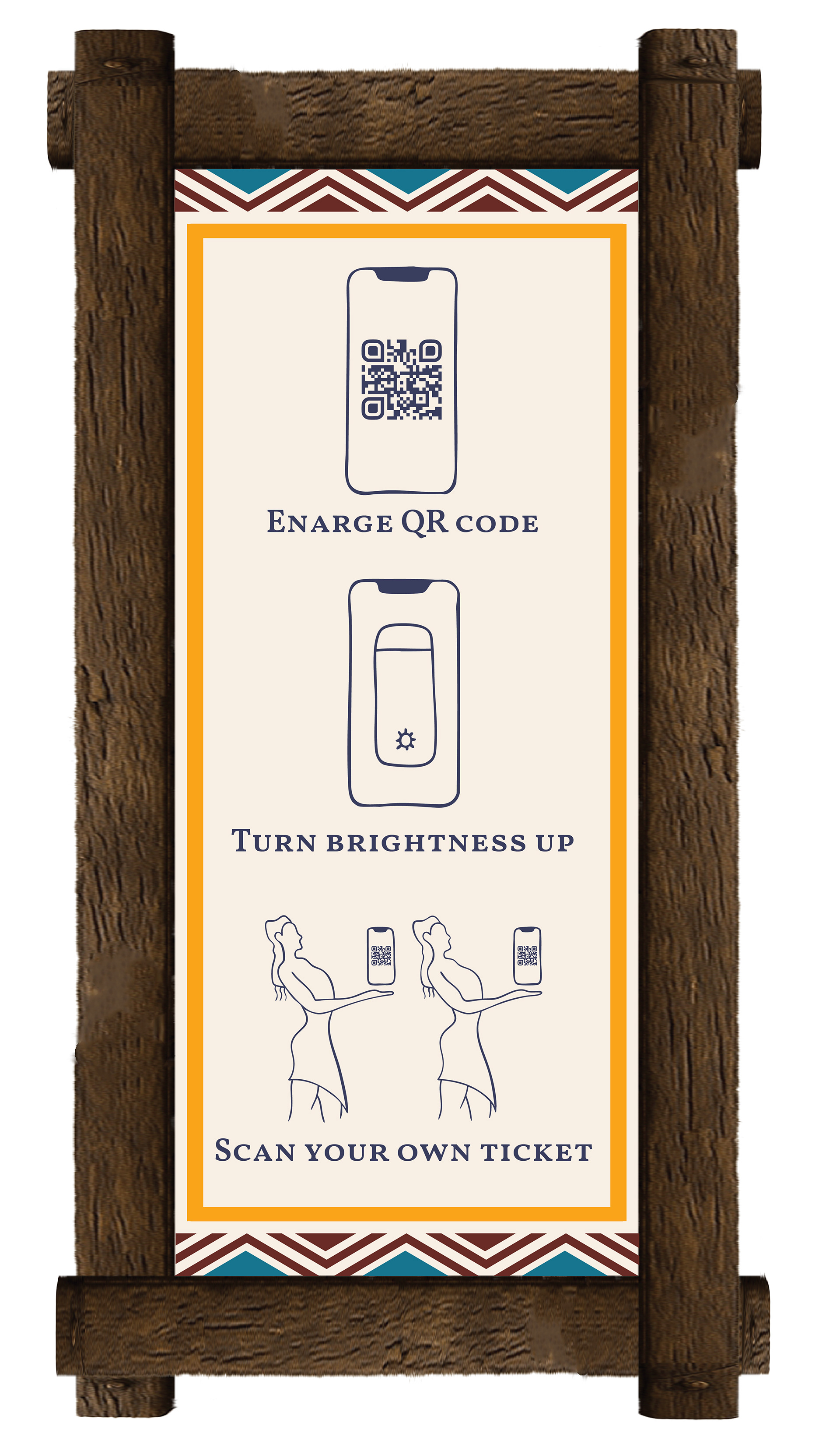 Ticket Queue Scan Instruction Sign