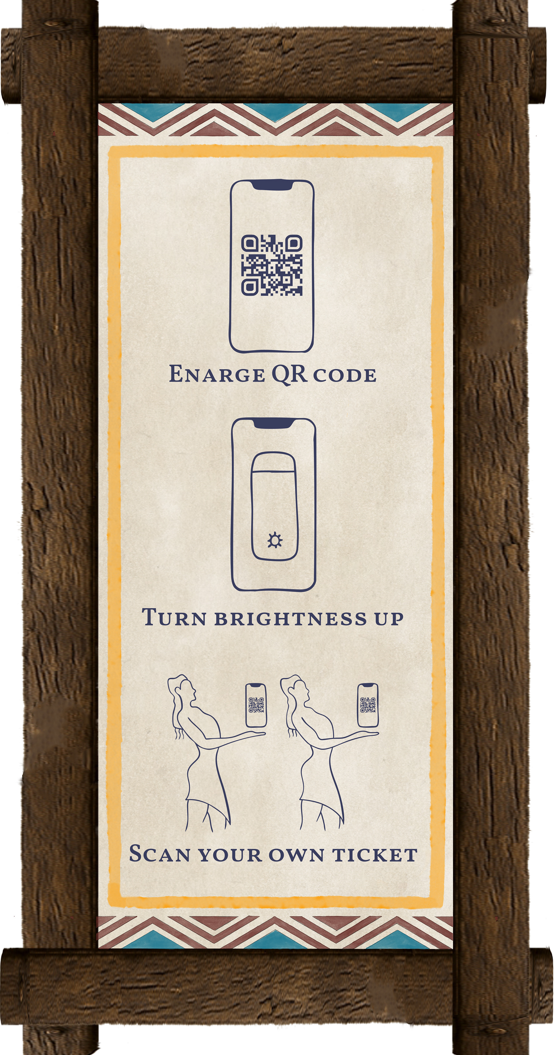 Ticket Queue Scan Instruction Sign