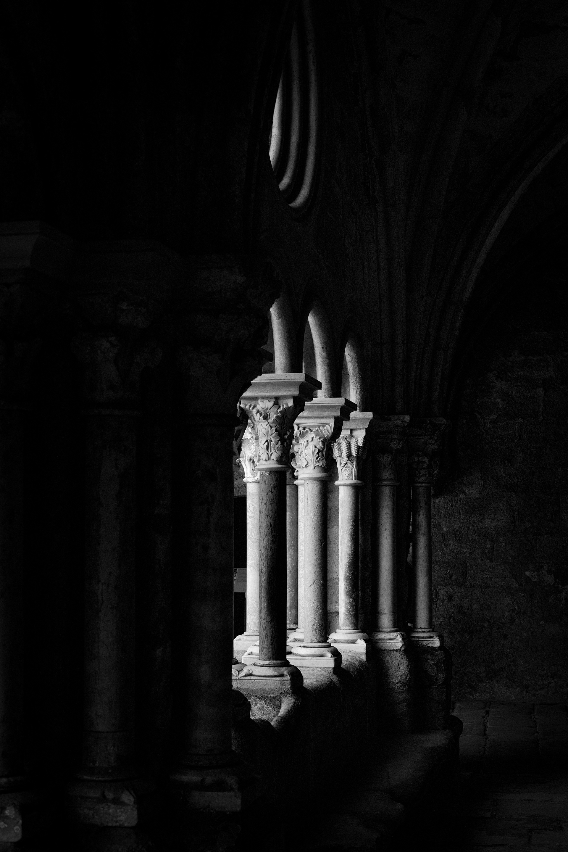 Silence in the ancient cloister of Fontfroide Abbey. Featured by Monomoods, Rebel and Bnw Bistro.