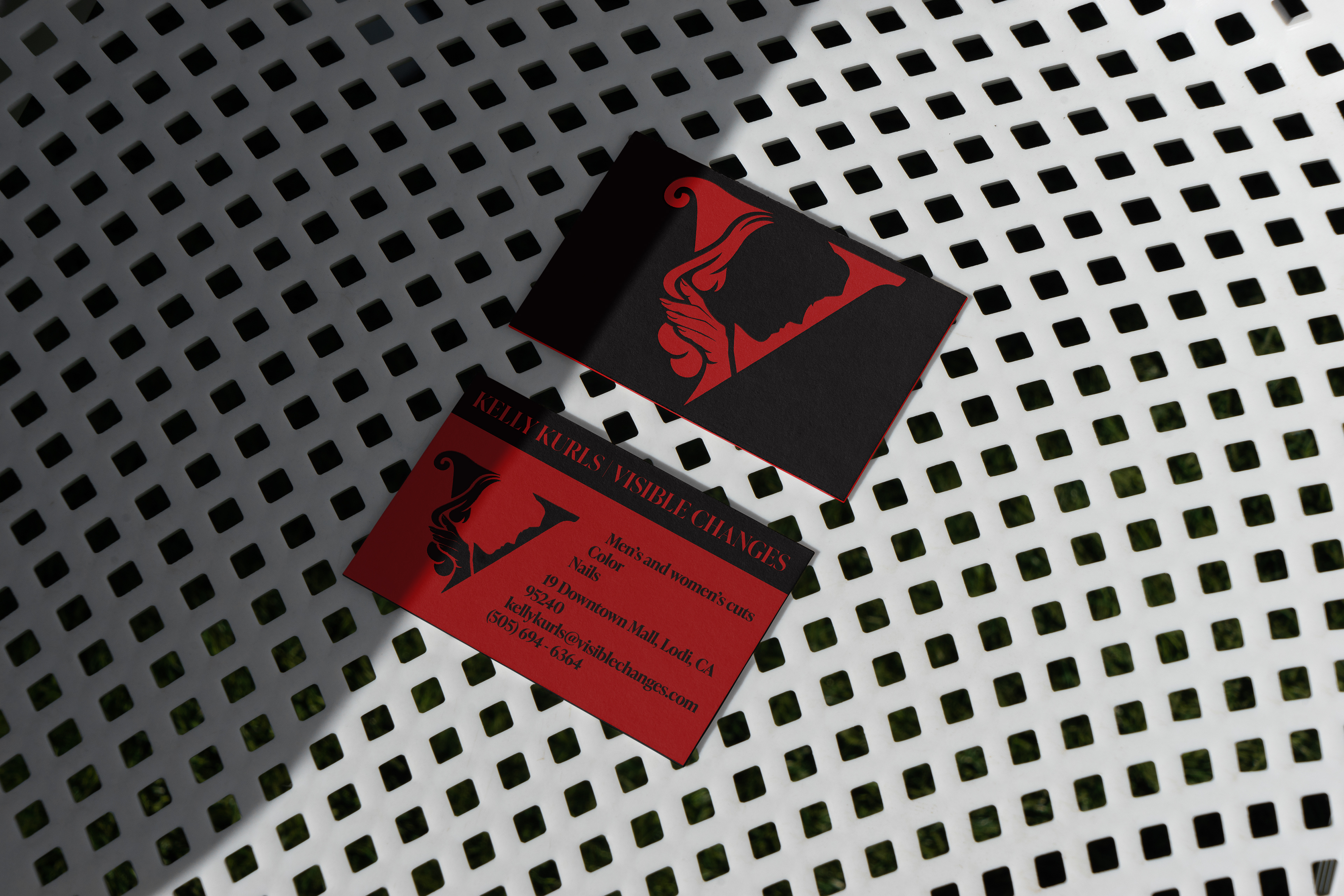Visible Changes Letterform Logo on a Business Card