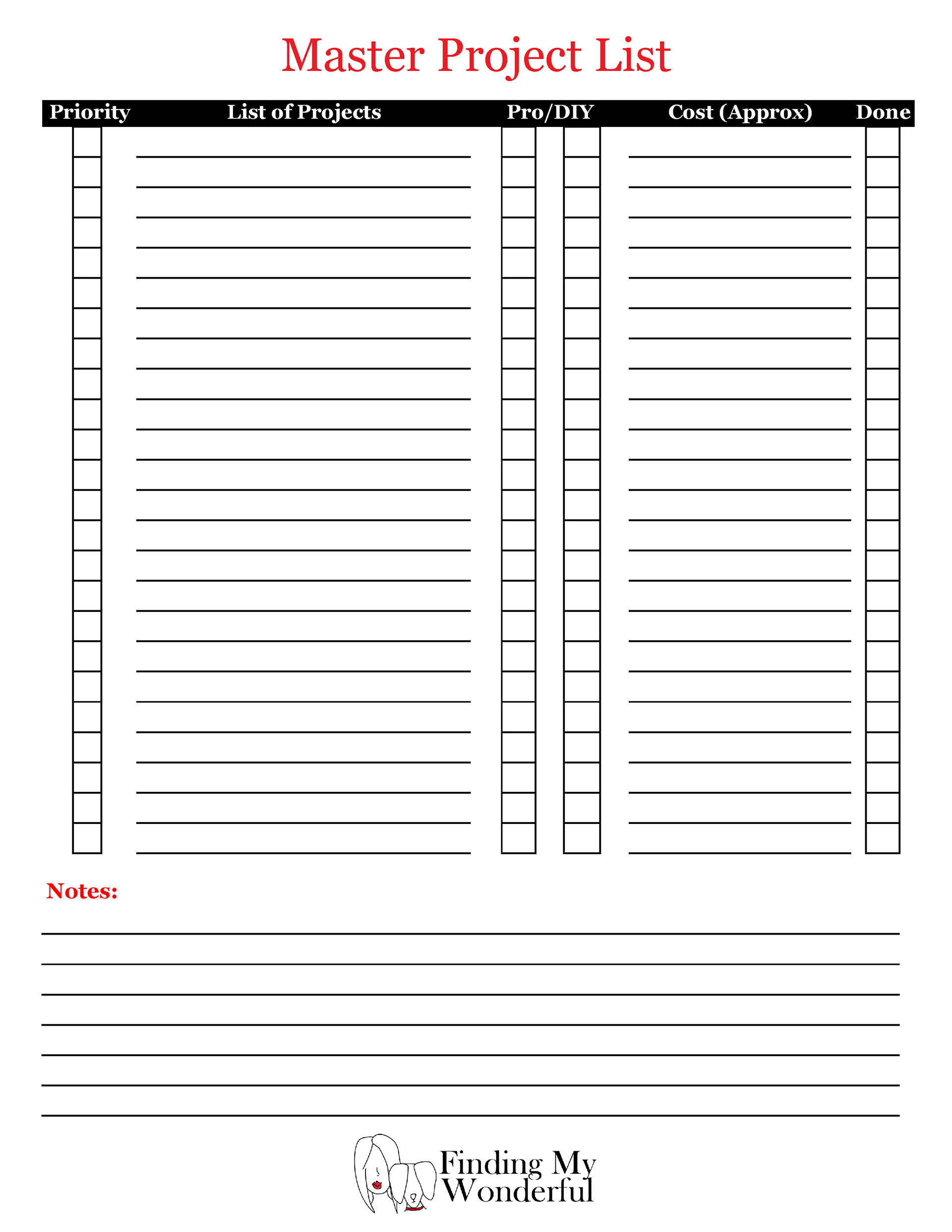 Master Project List - Page 1