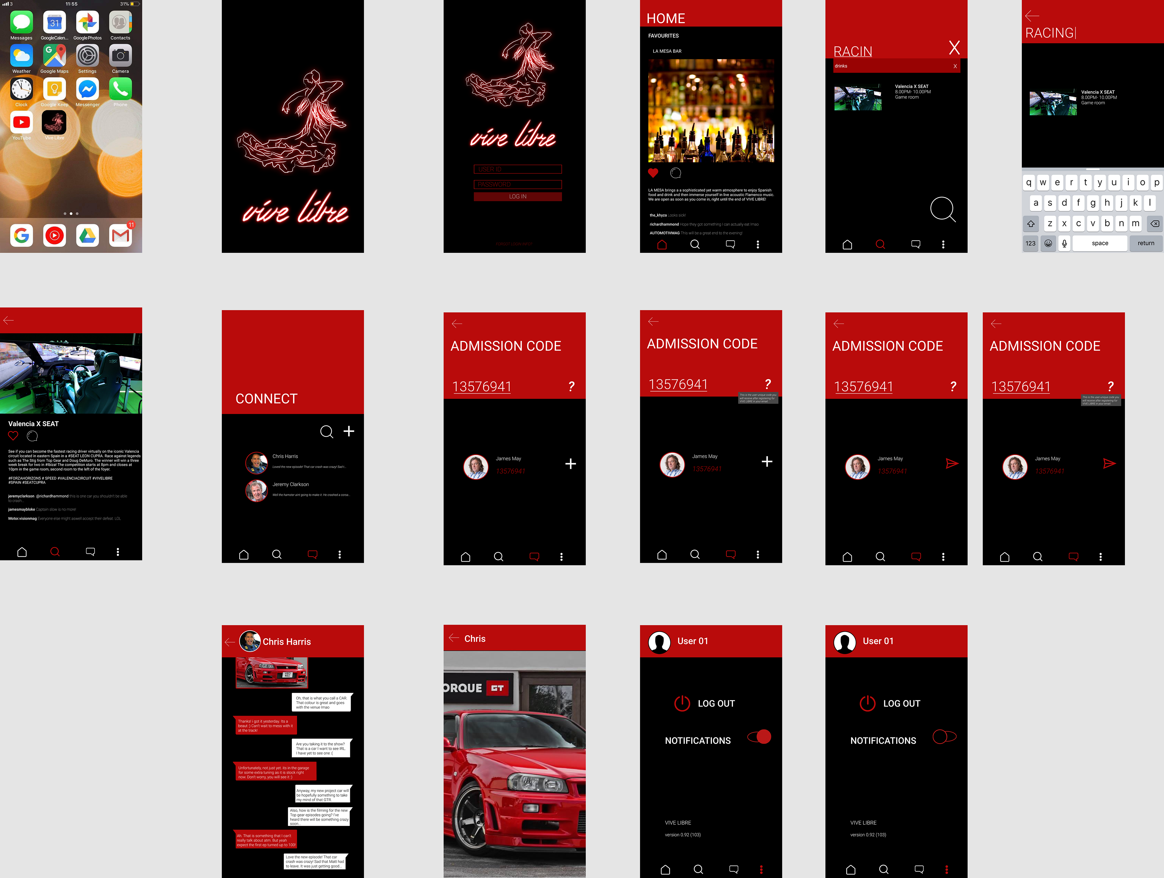 Application wireframe for the media party: A blueprint for the event's social media platform.