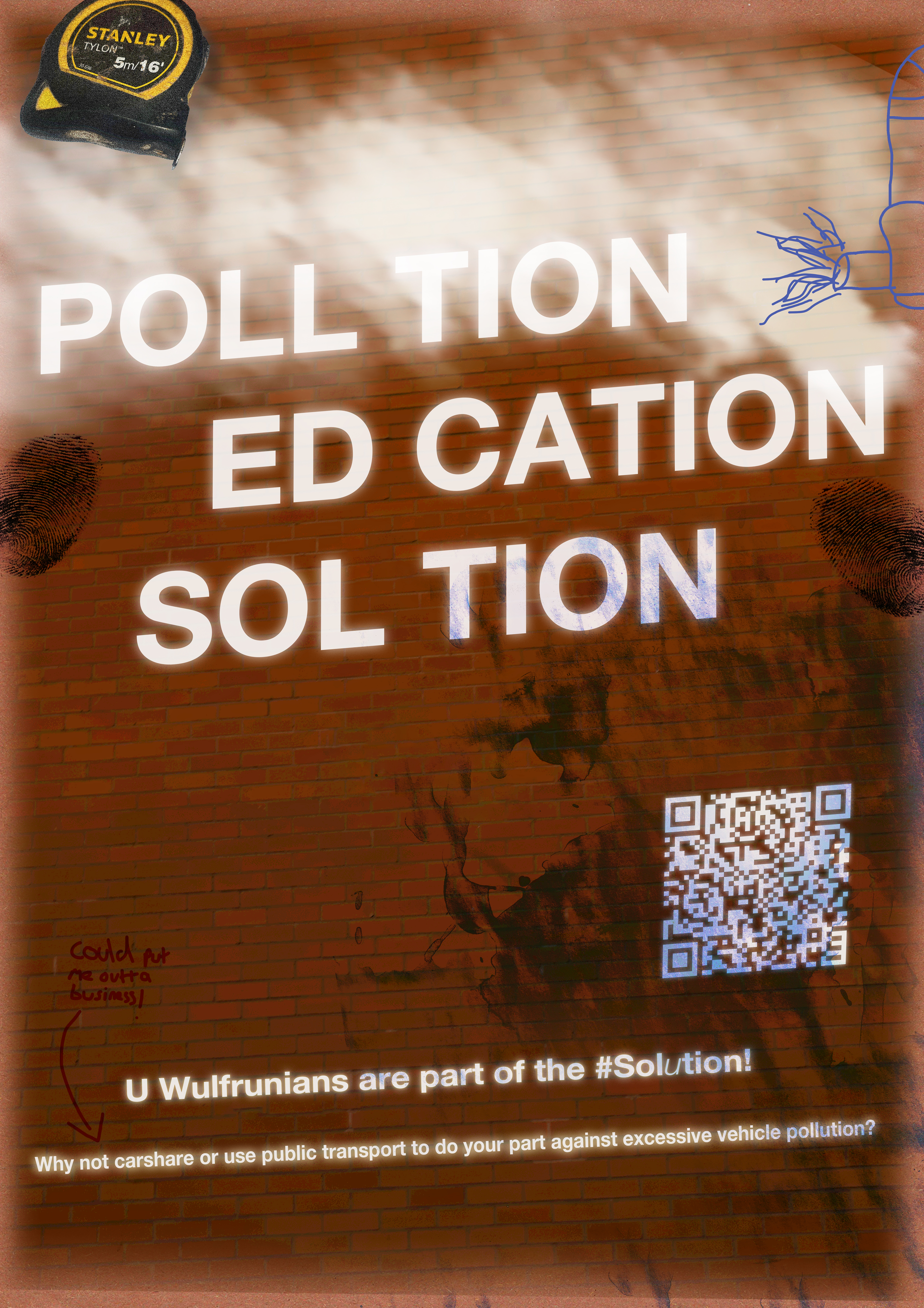 The outside of the zine featuring a projection i made talking about the issue at hand.