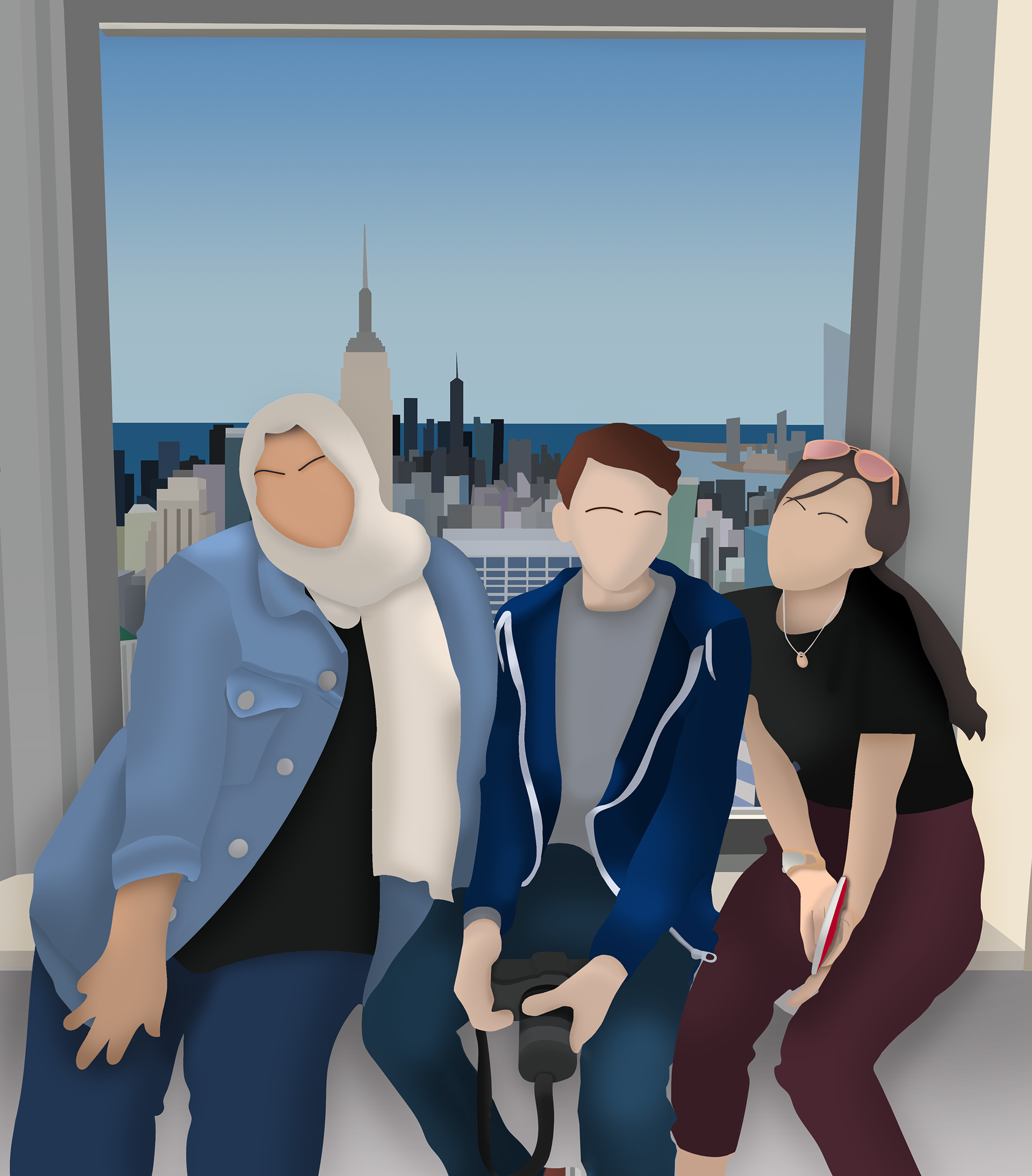 *NYC* uses no linework, with bold colours and sharp depth for a dynamic look.