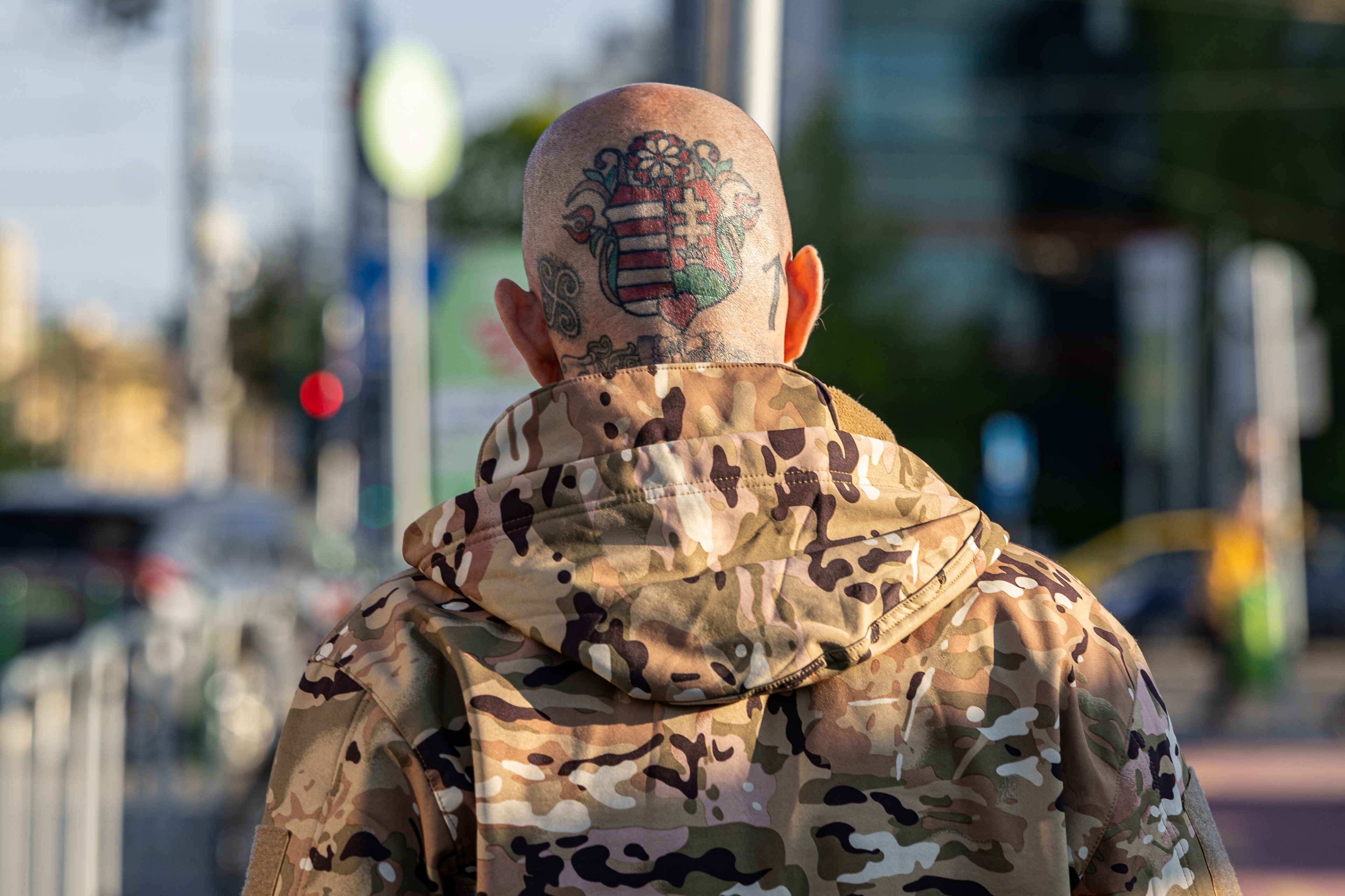 A Fidesz supporter on his way to Viktor Orban's rally in Budapest.