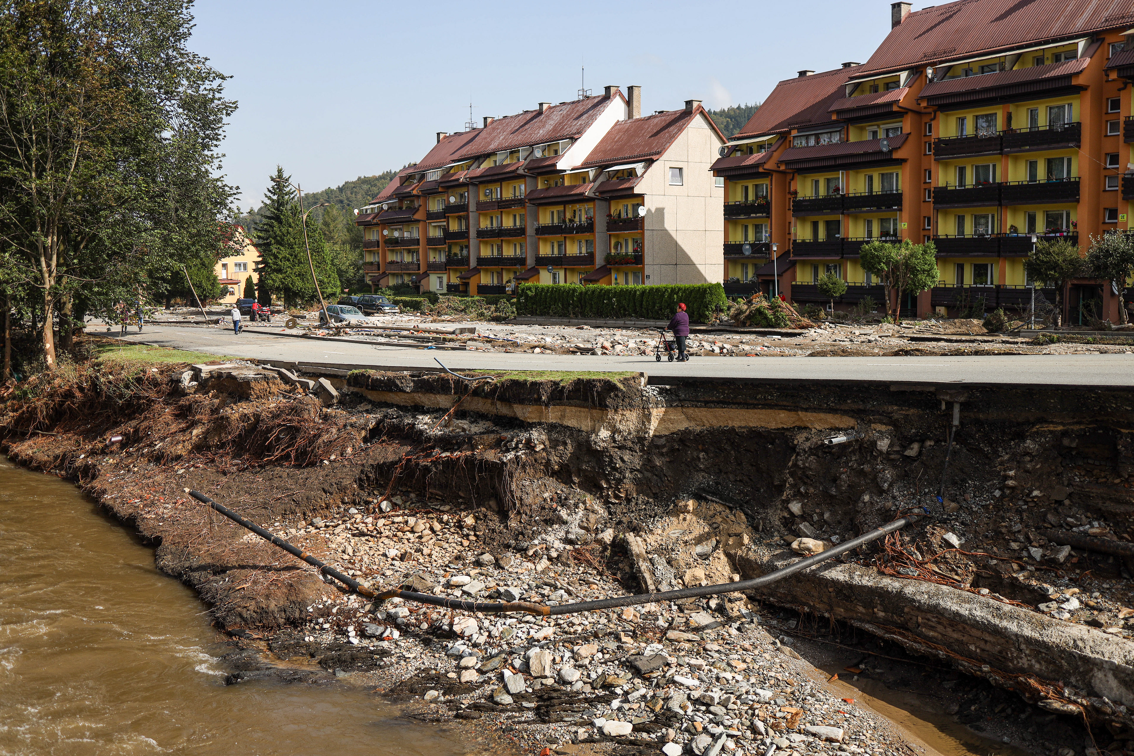 Stronie Śląskie, Poland. Roads and infrastructure were torn apart by the force of the water. In some areas, entire sections of streets collapsed.