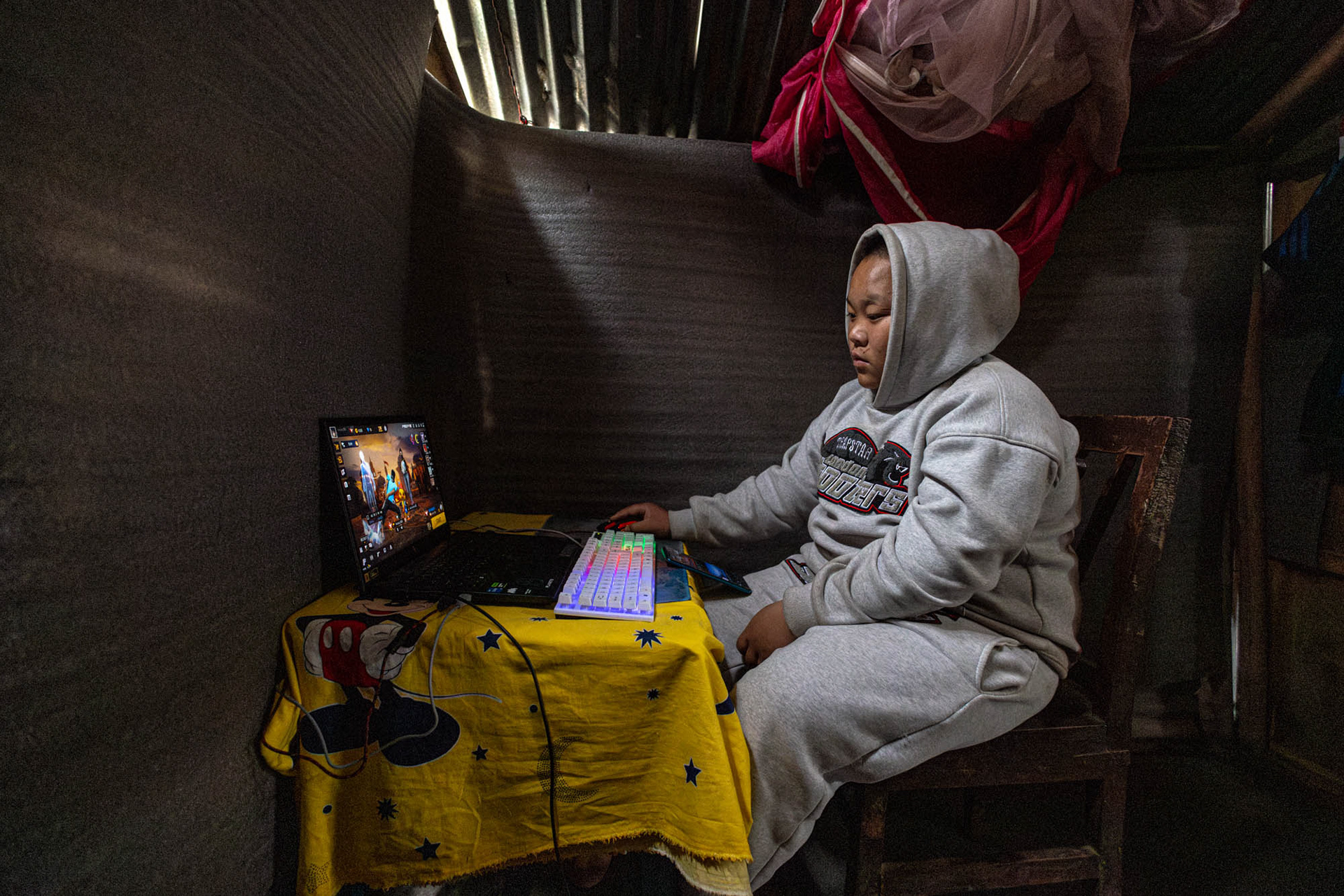 Krishna, son of Binod Sunuwar, at home on the outskirts of Kathmandu. His father never returned from the war in Ukraine.