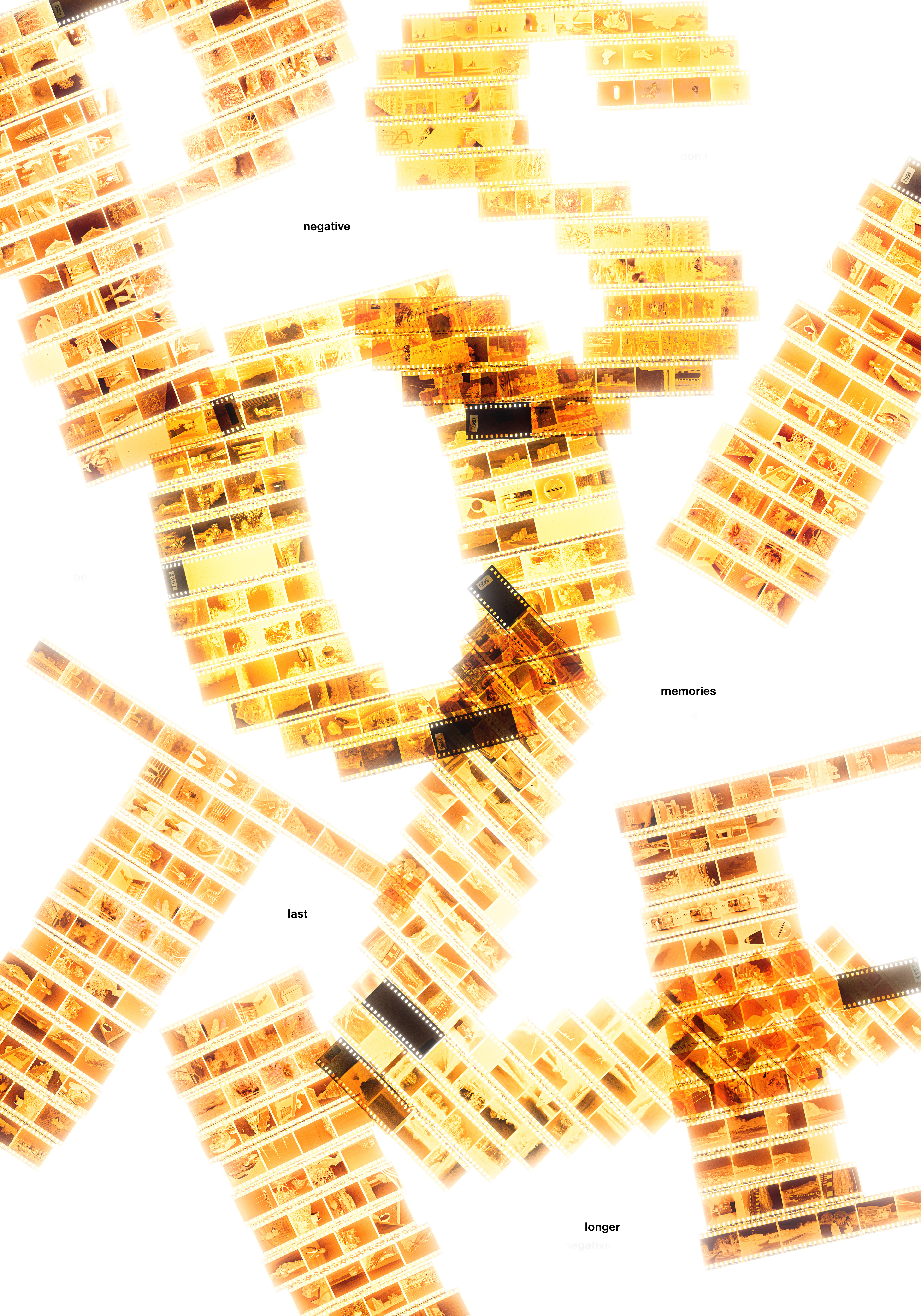 Typografisk plakat: Negativer er arrangeret så de danner ordet "positive".