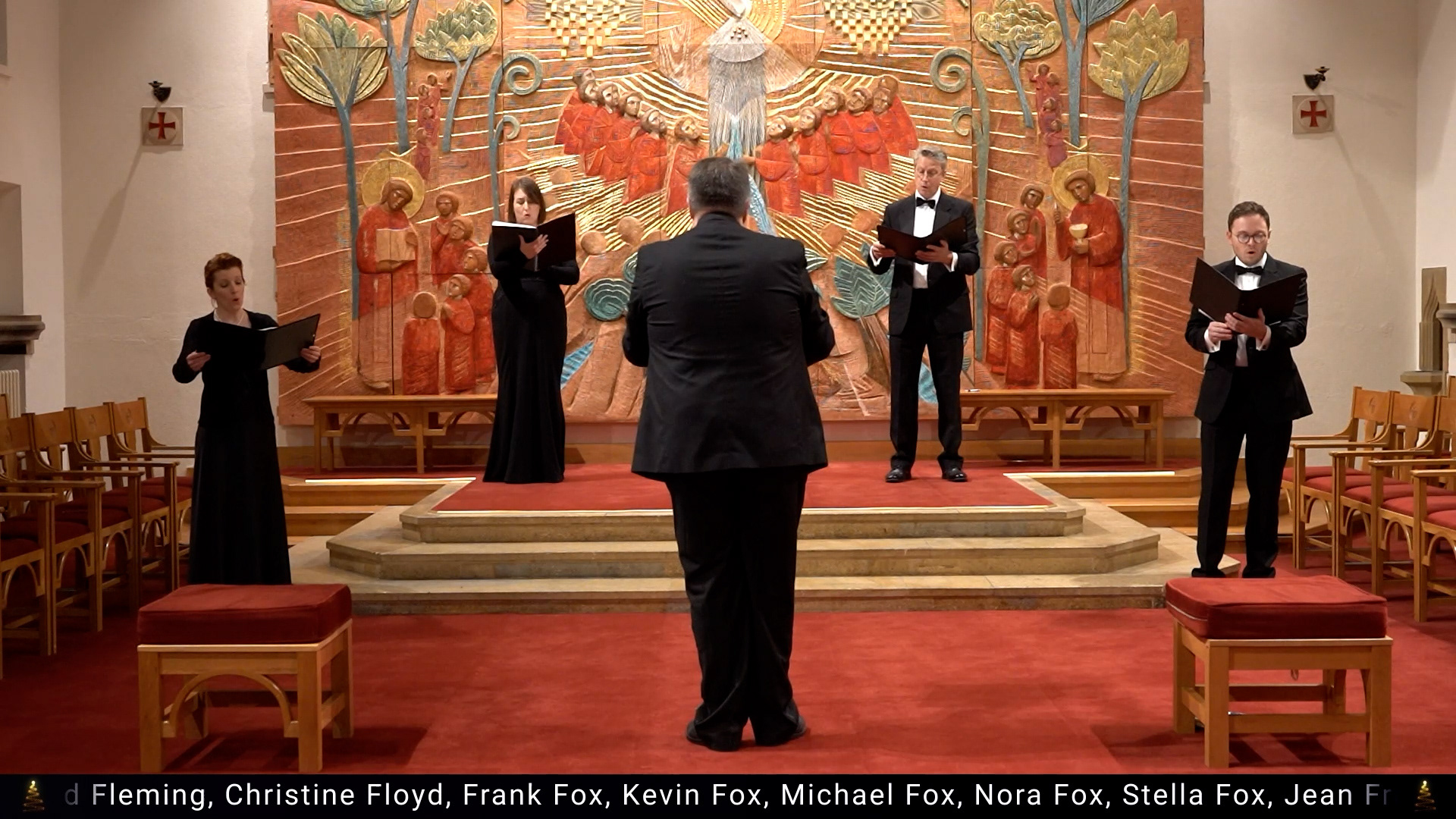 Filming of a quartet for Cynthia Spencer's Tree of Love Service