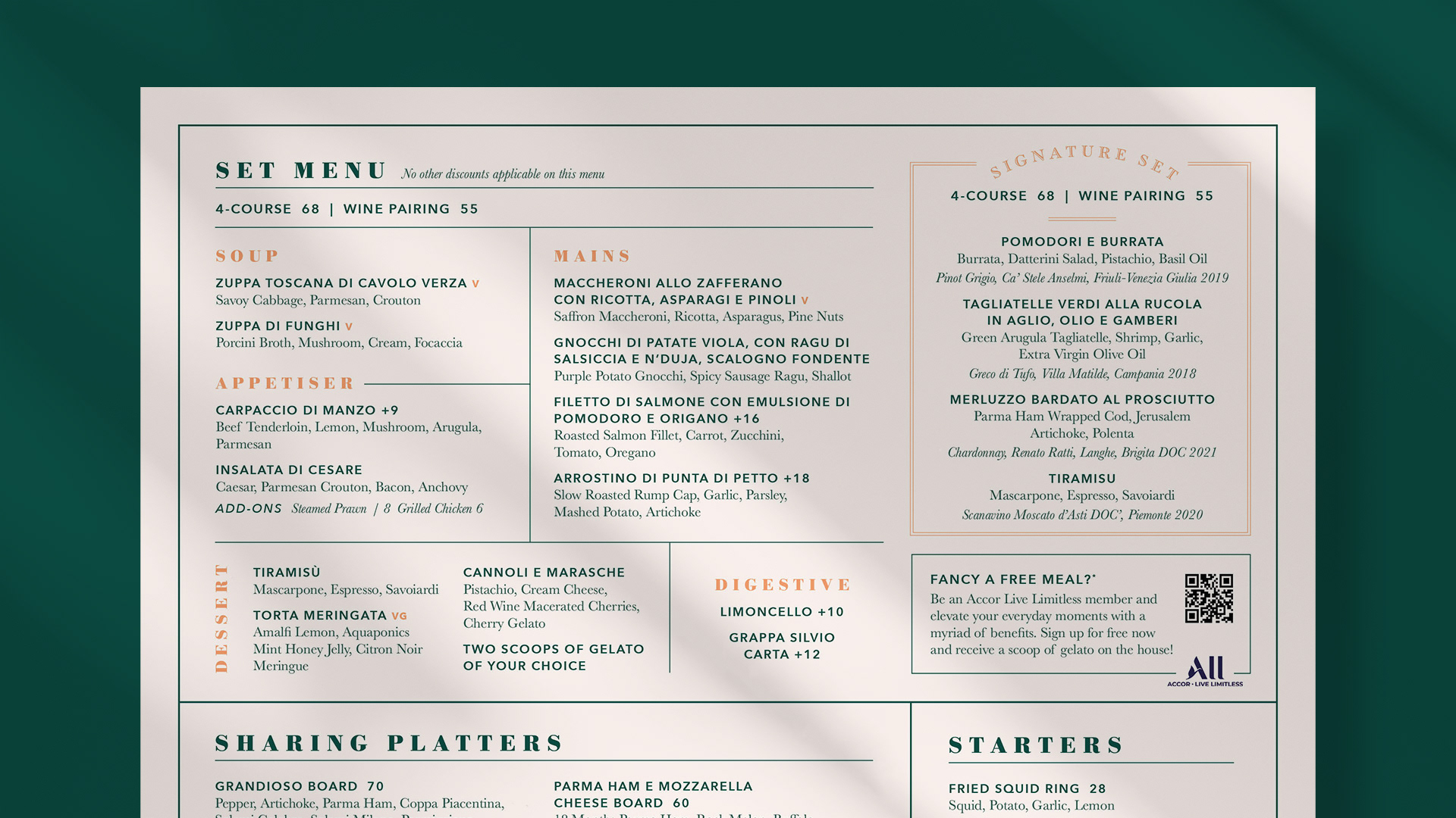 Main menu close up