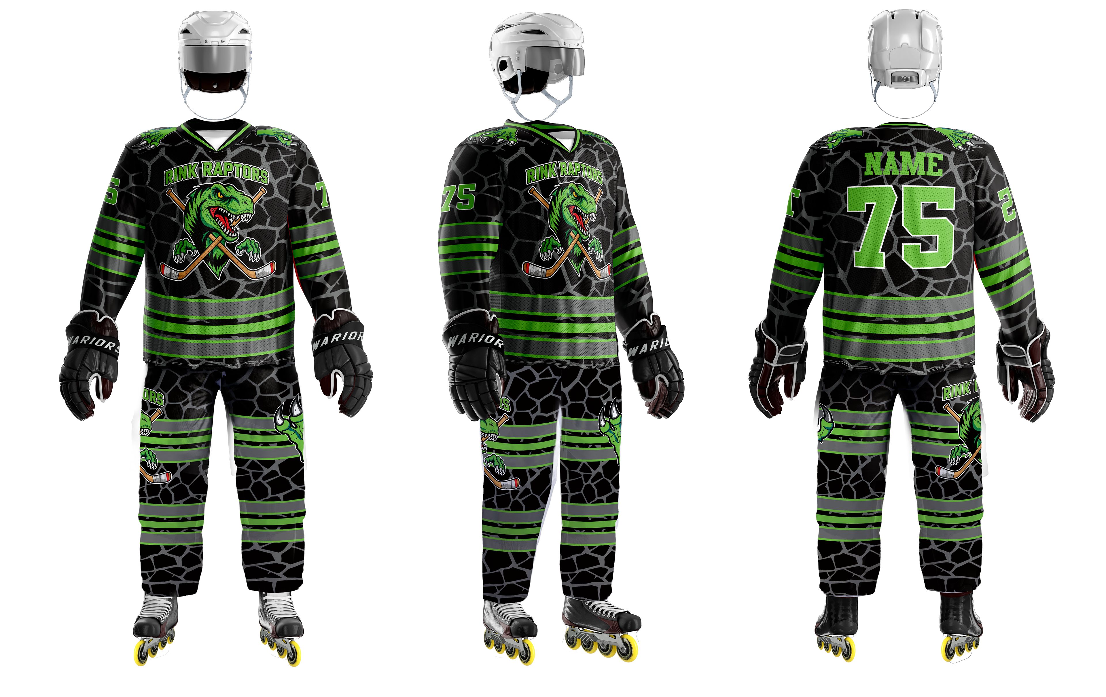 Ring Raptors roller hockey v neck jersey + pants