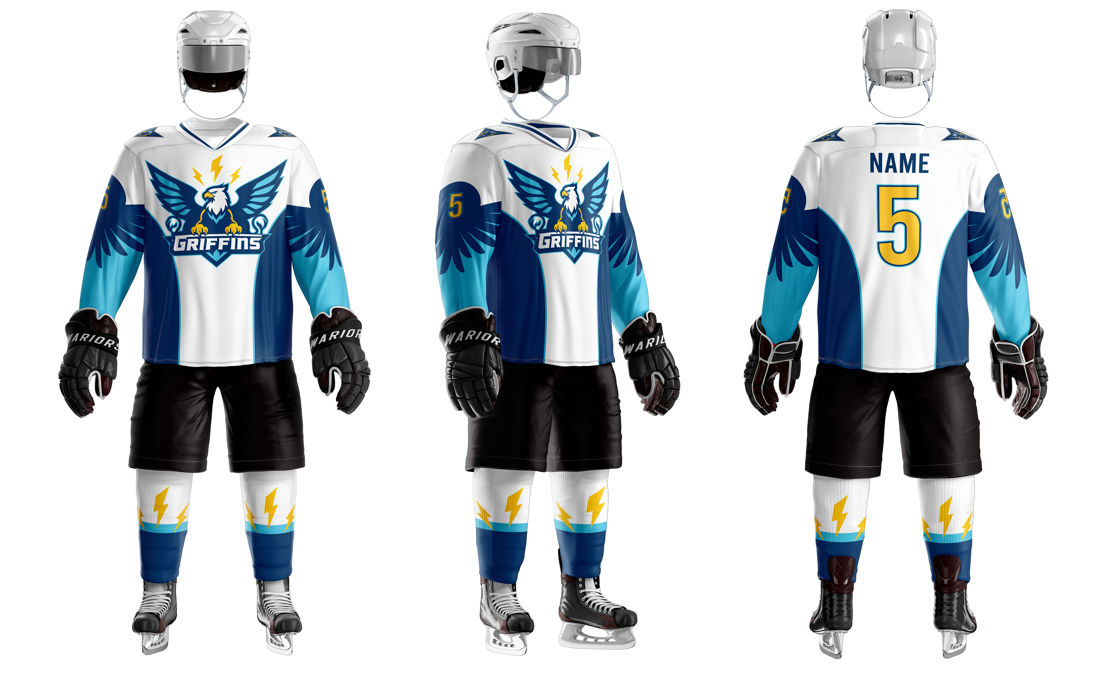 Griffins embroidered v neck hockey jersey